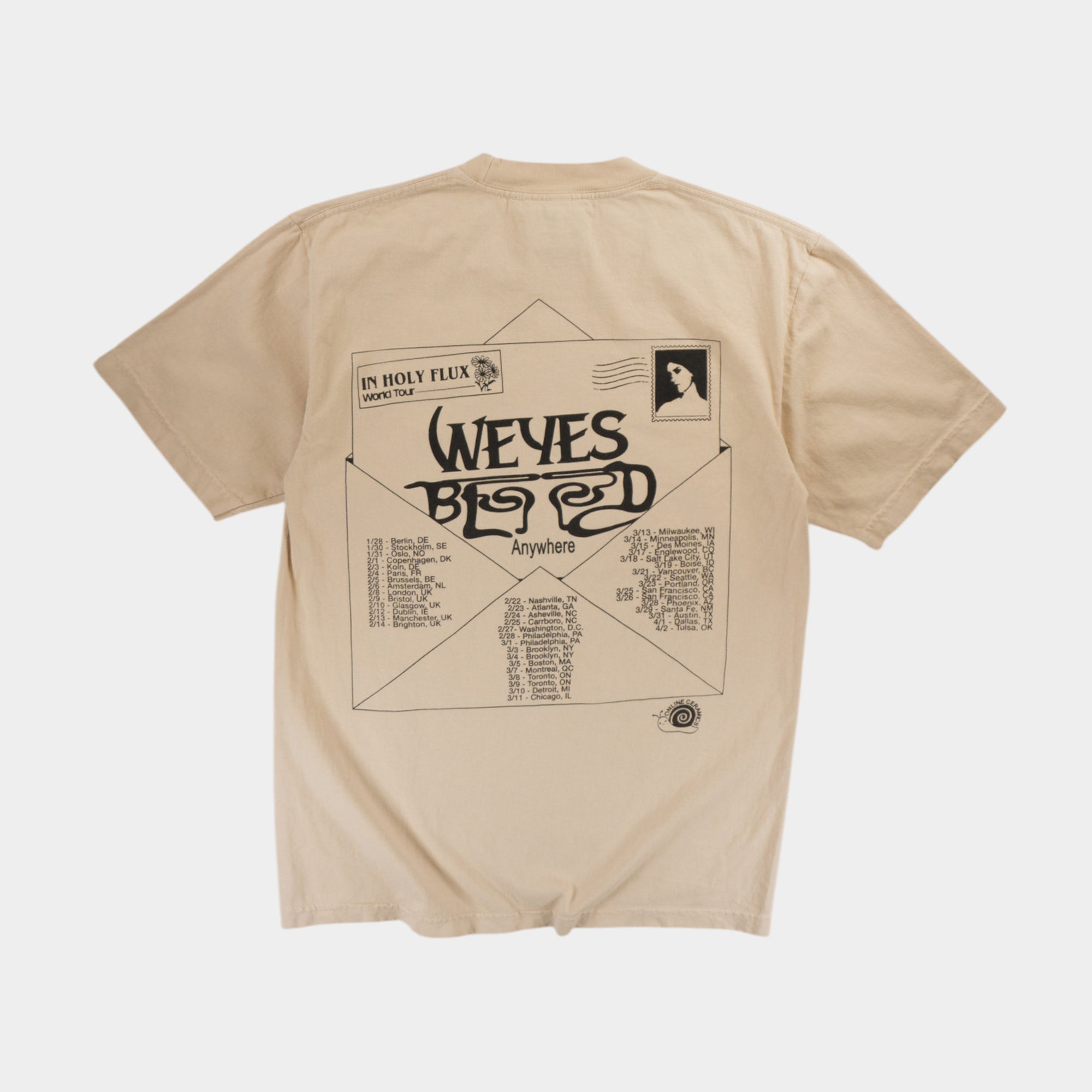 Online Ceramics x Weyes World Tour Бежова Тениска с Графика