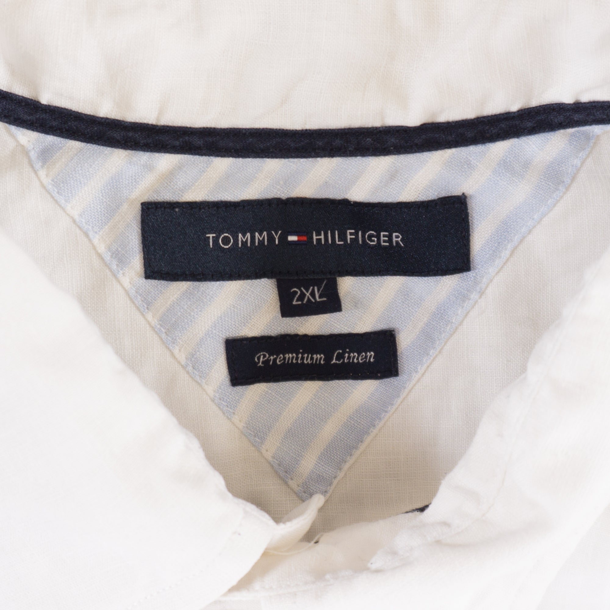 Tommy Hilfiger Бяла Ленена Риза с Къс Ръкав