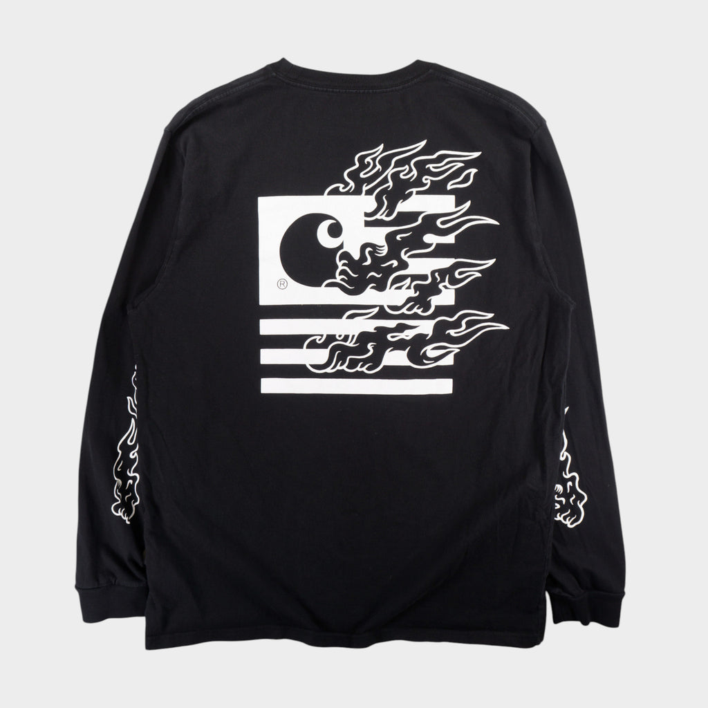 Carhartt L/S State Flames Черна Блуза с Графика