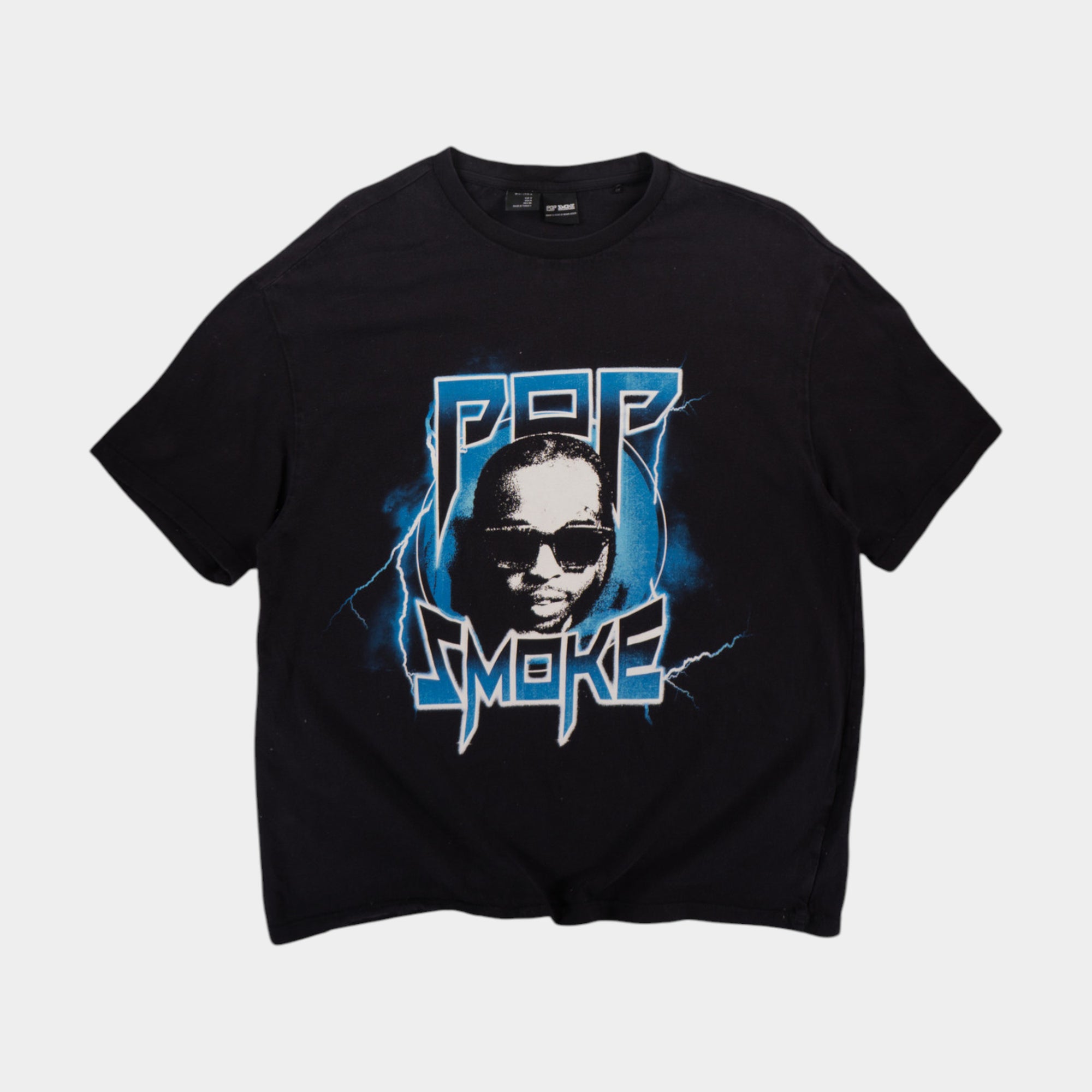 Bershka X Pop Smoke Черна Тениска с Графика