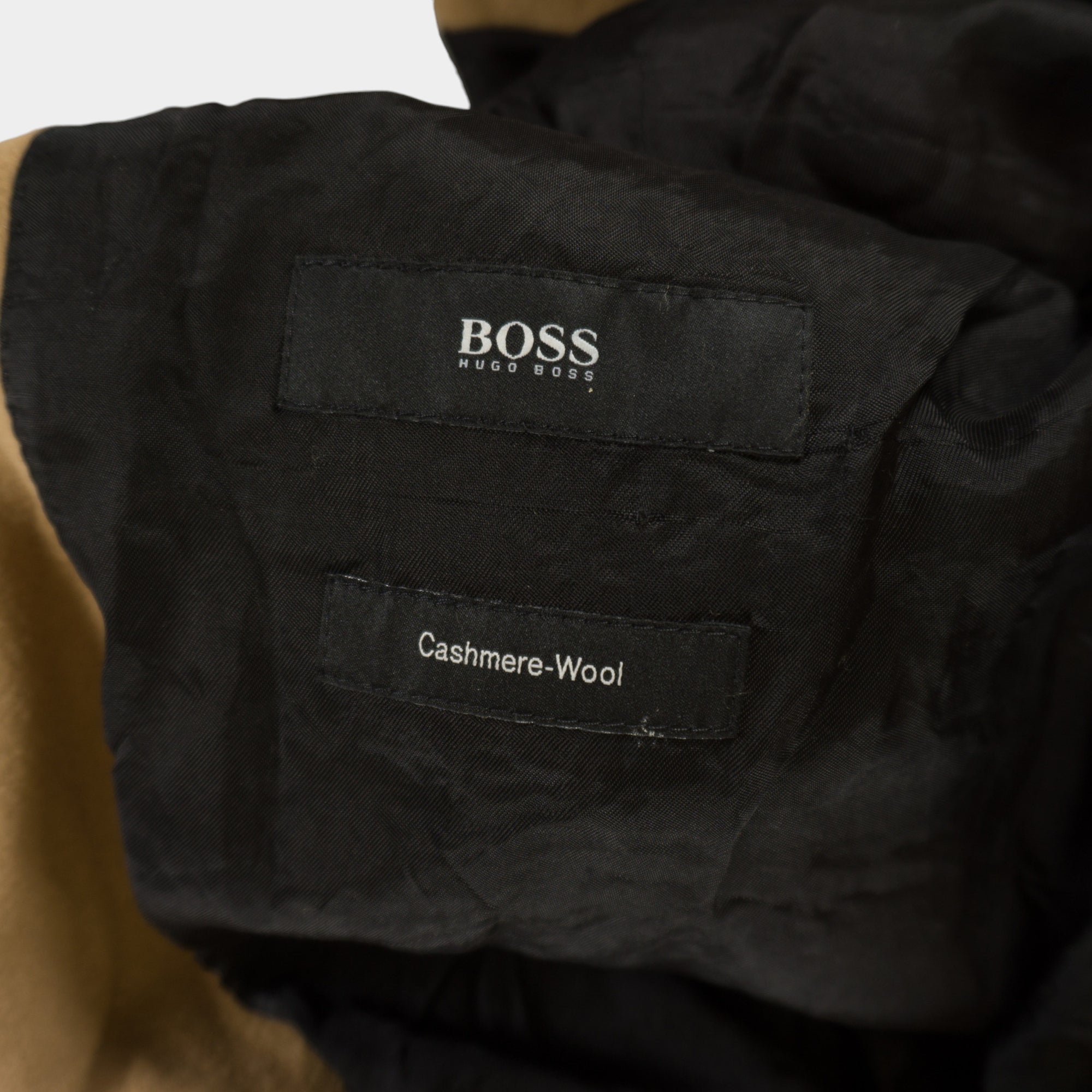 Hugo Boss Бежово Палто от Вълна и Кашмир