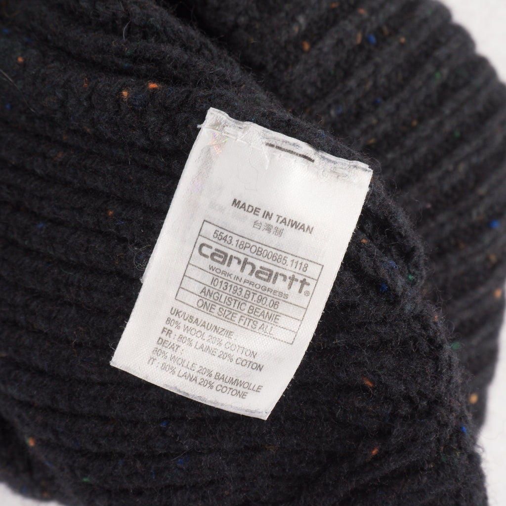 Carhartt WIP Anglistic Beanie Черна Вълнена Зимна Шапка