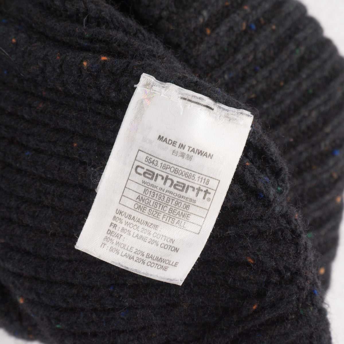 Carhartt WIP Anglistic Beanie Черна Вълнена Зимна Шапка