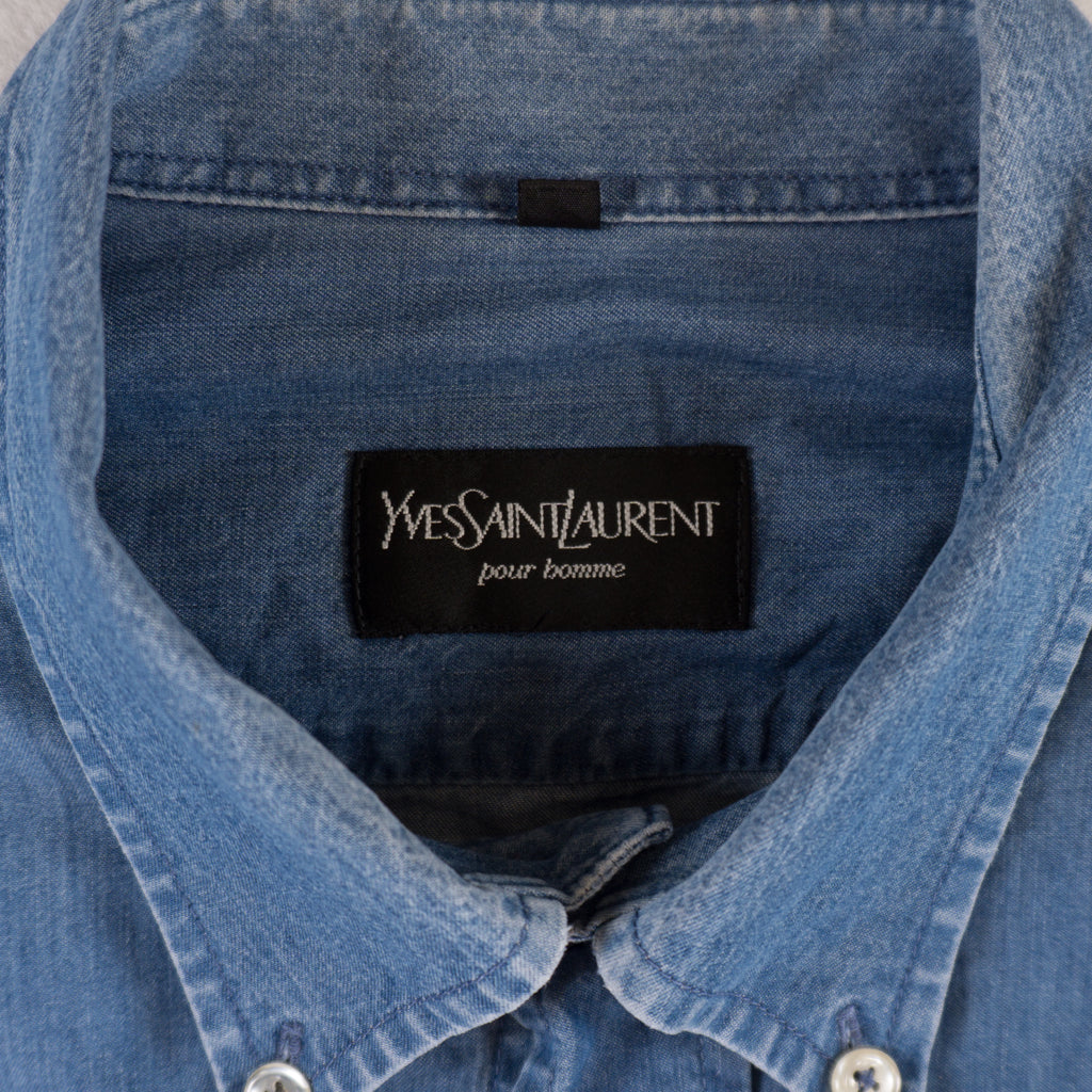 Yves Saint Laurent Винтидж Дънкова Синя Риза