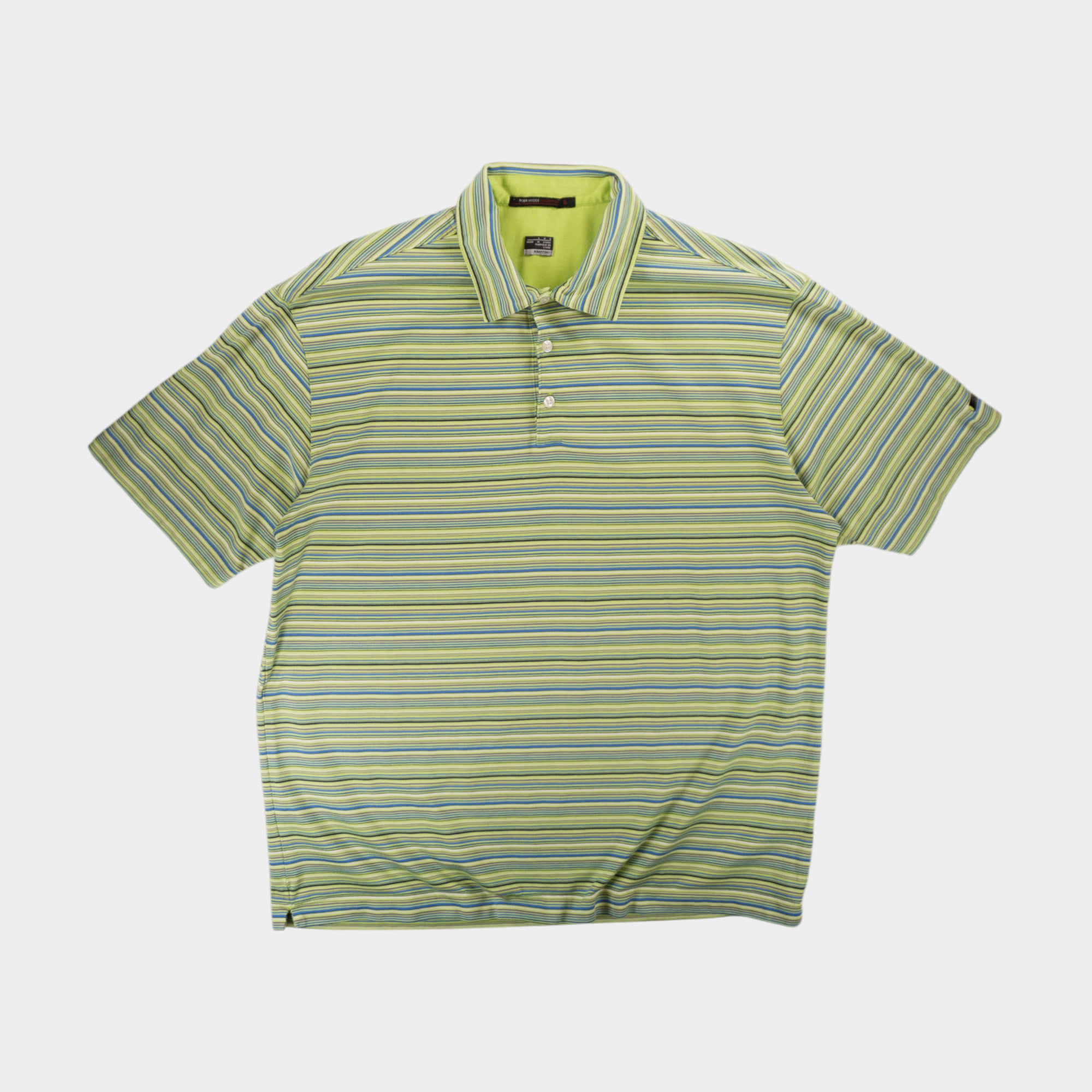 Nike Tiger Woods Collection Винтидж Зелена Раирана Тениска