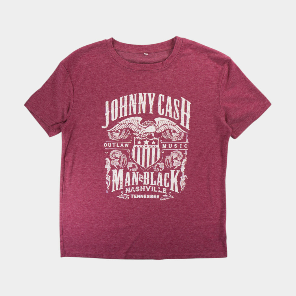 Johnny Cash Розова Тениска с Графика