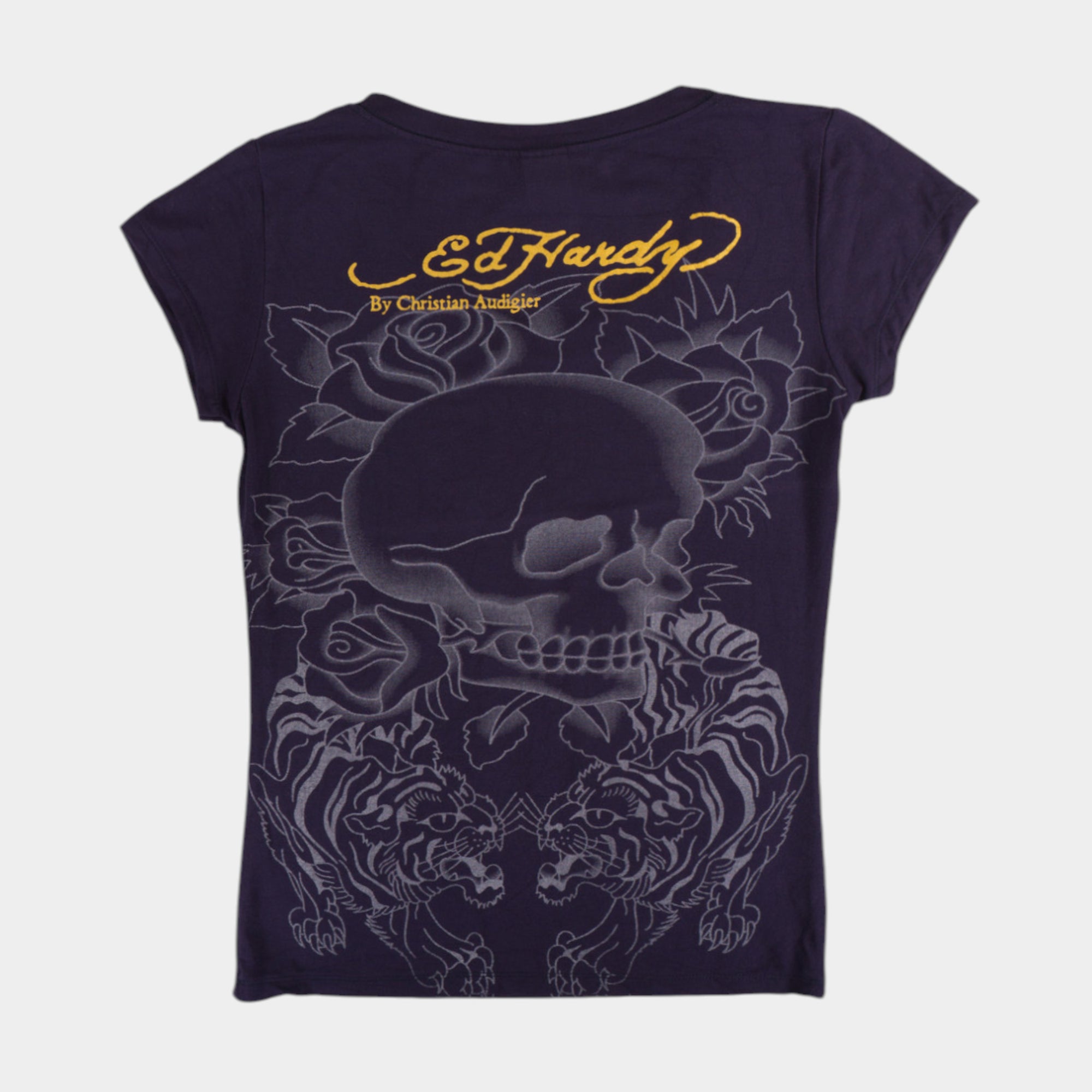 Ed Hardy Винтидж 2000те Тъмно Лилава Тениска с Графика
