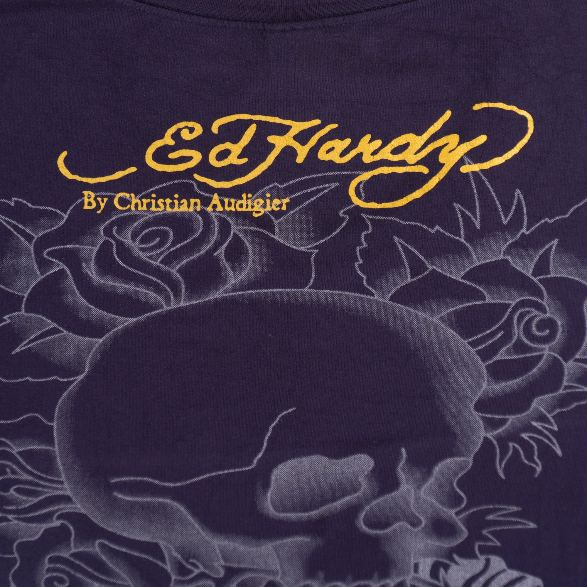 Ed Hardy Винтидж 2000те Тъмно Лилава Тениска с Графика