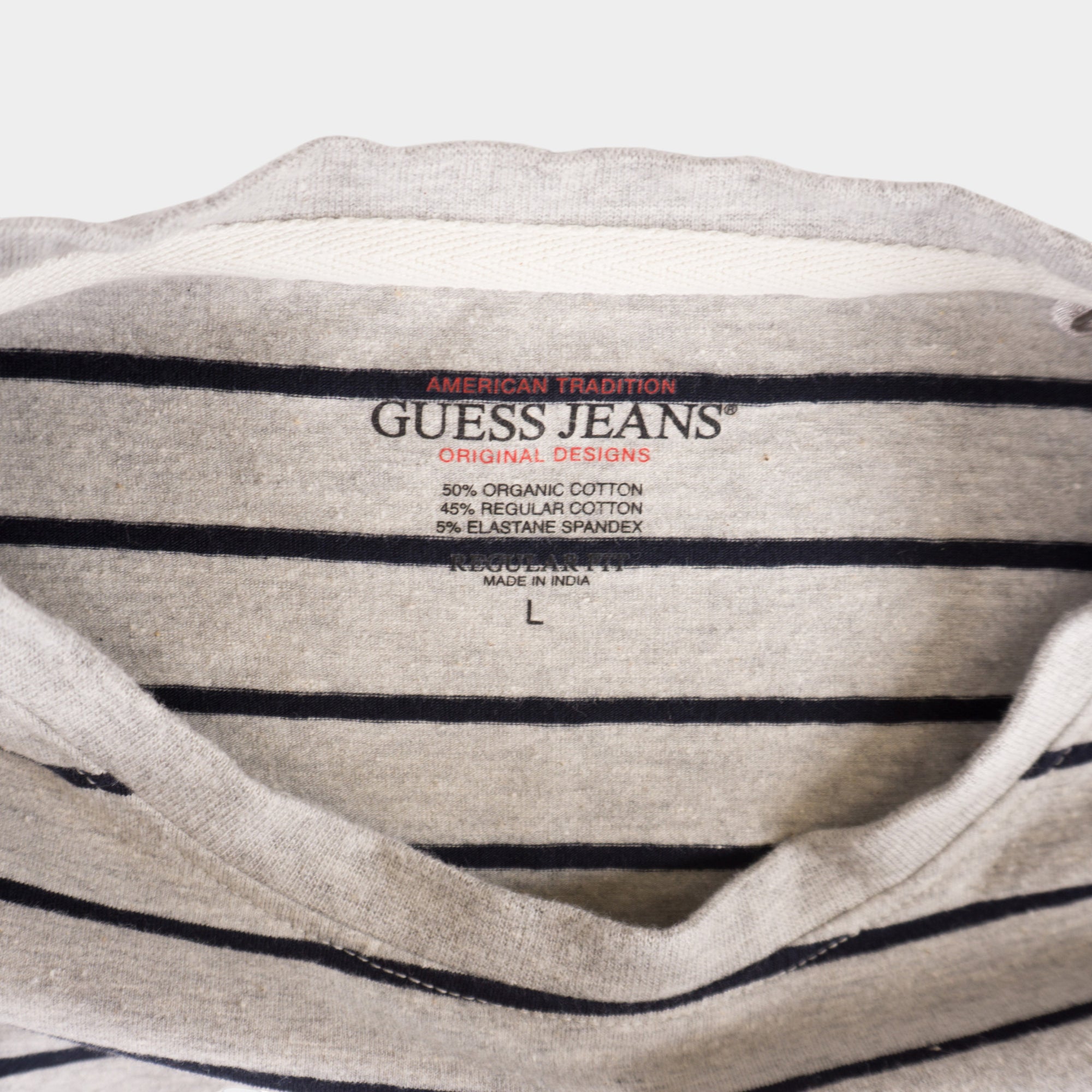 Guess Jeans Раирана Сива Тениска