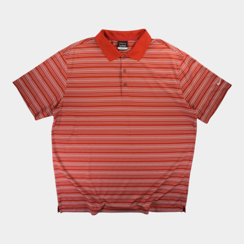 Nike Golf Dri-Fit Винтидж Червена Раирана Тениска