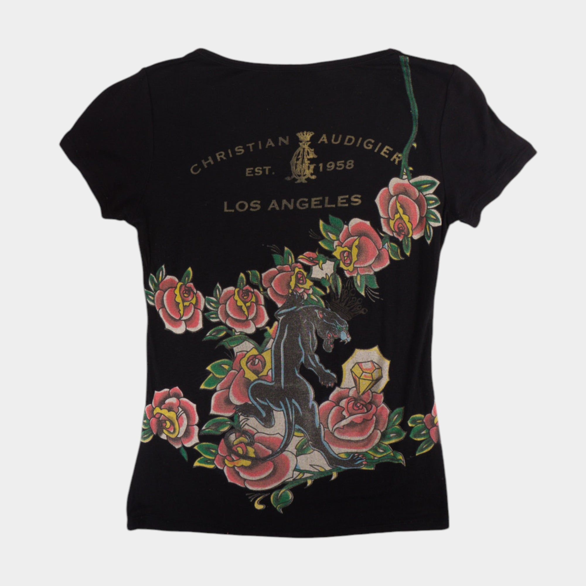 Christian Audigier Винтидж 2000те Чернa Тениска с Графика