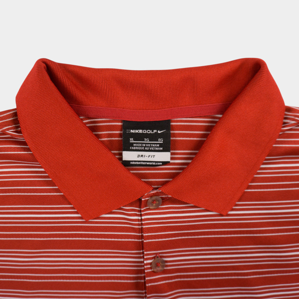 Nike Golf Dri-Fit Винтидж Червена Раирана Тениска