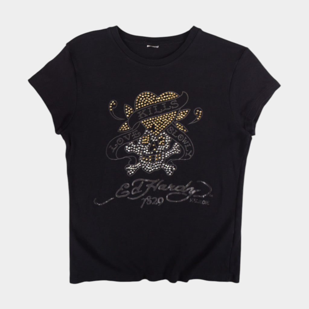 Ed Hardy Винтидж 2000те Чернa Тениска с Графика