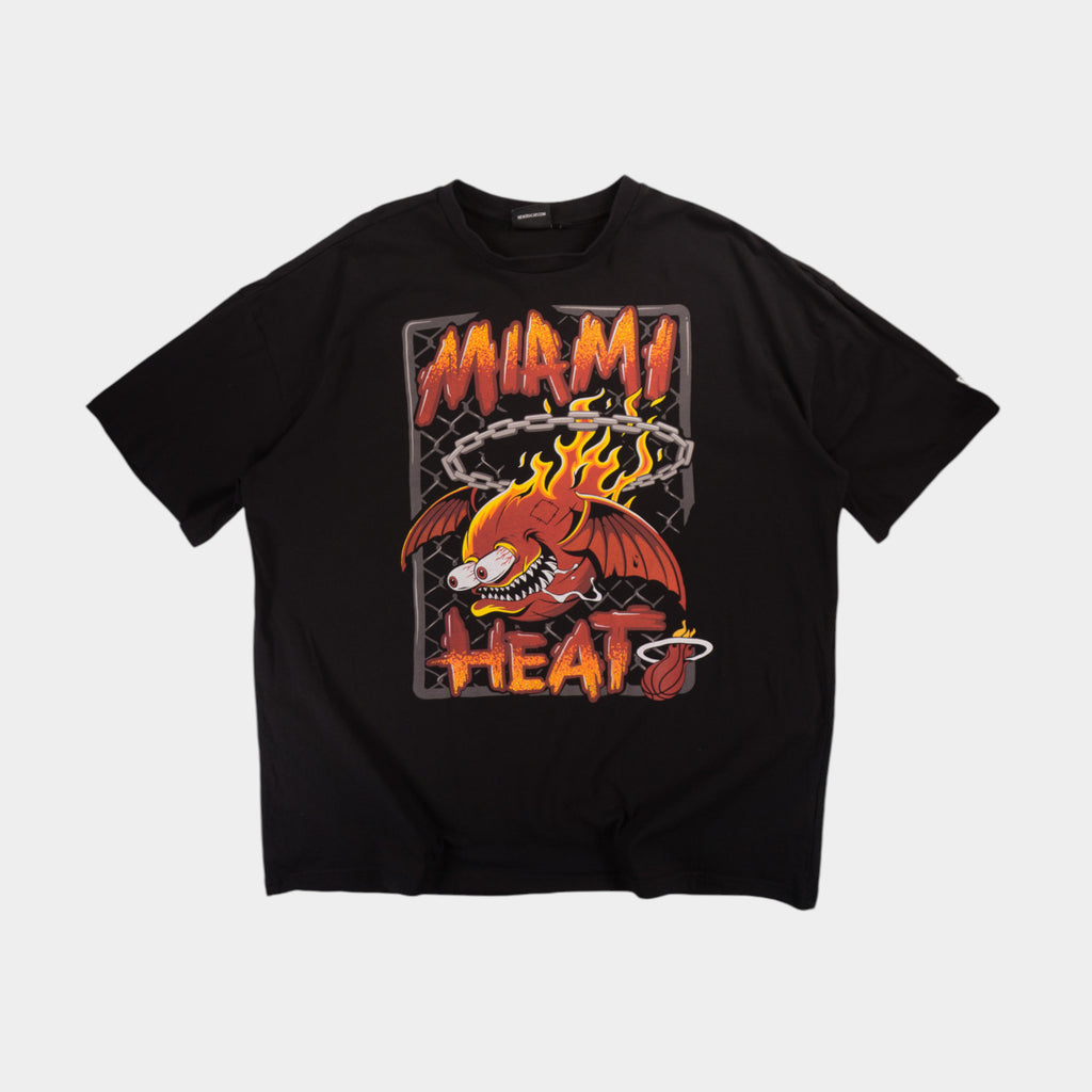 New Era Miami Heat Черна Тениска с Графика