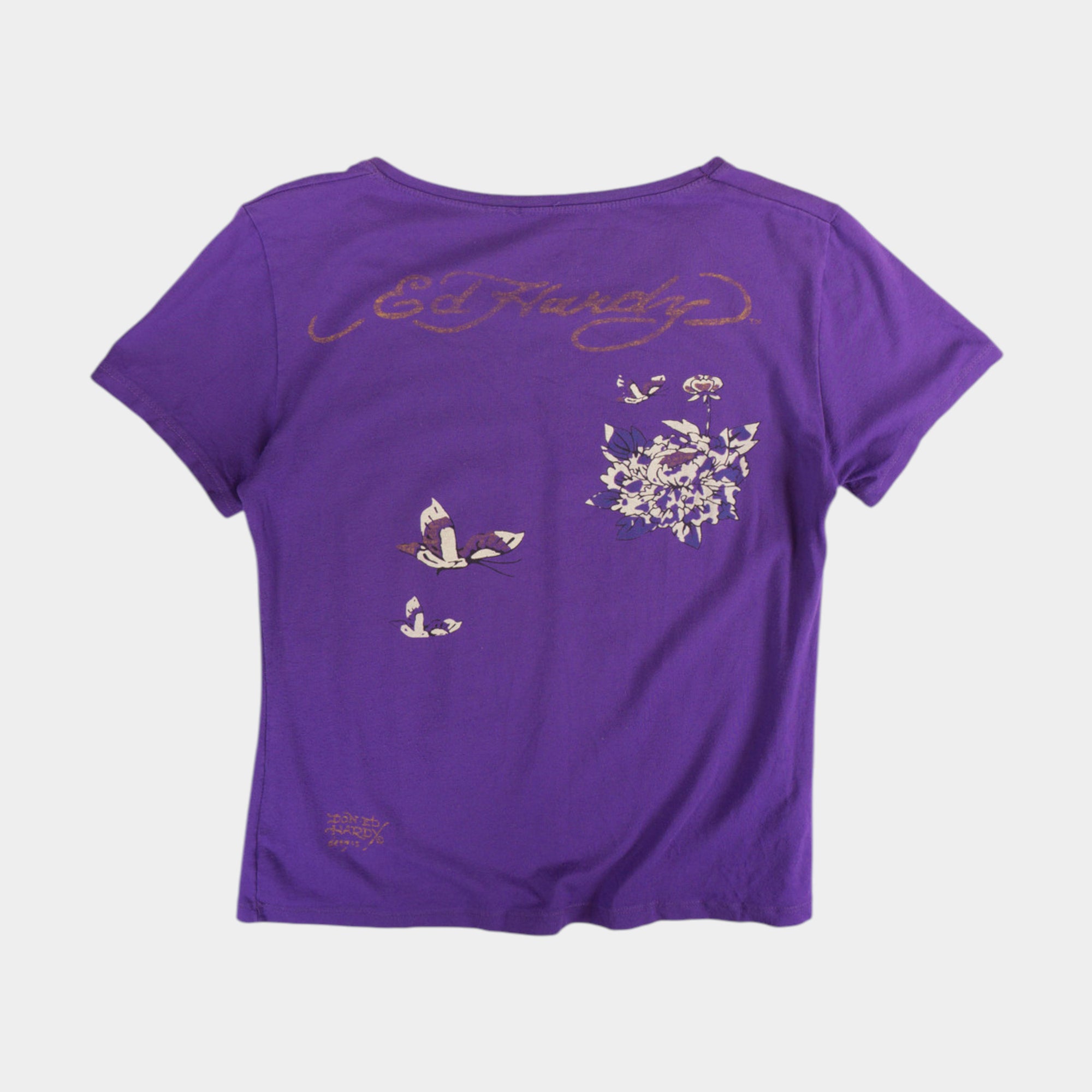 Ed Hardy Винтидж 2000те Лилава Тениска с Графика