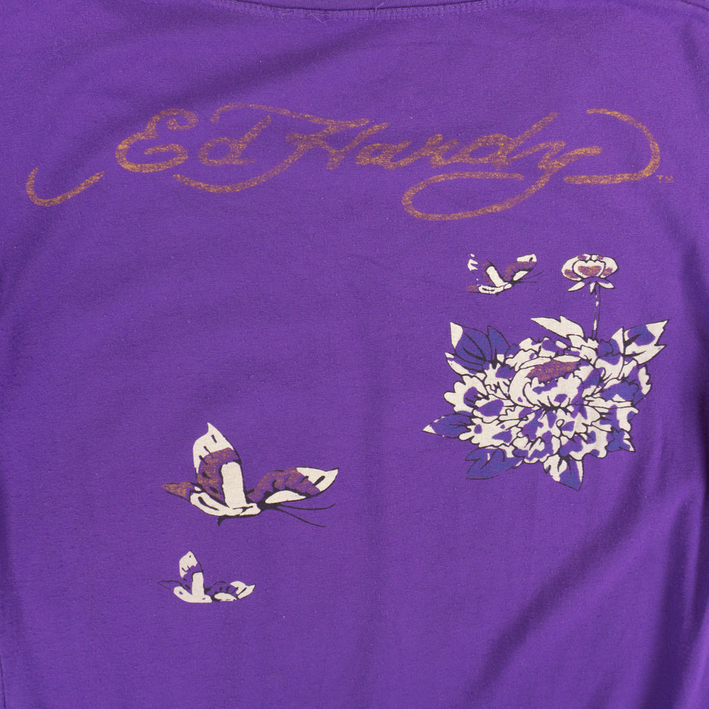 Ed Hardy Винтидж 2000те Лилава Тениска с Графика