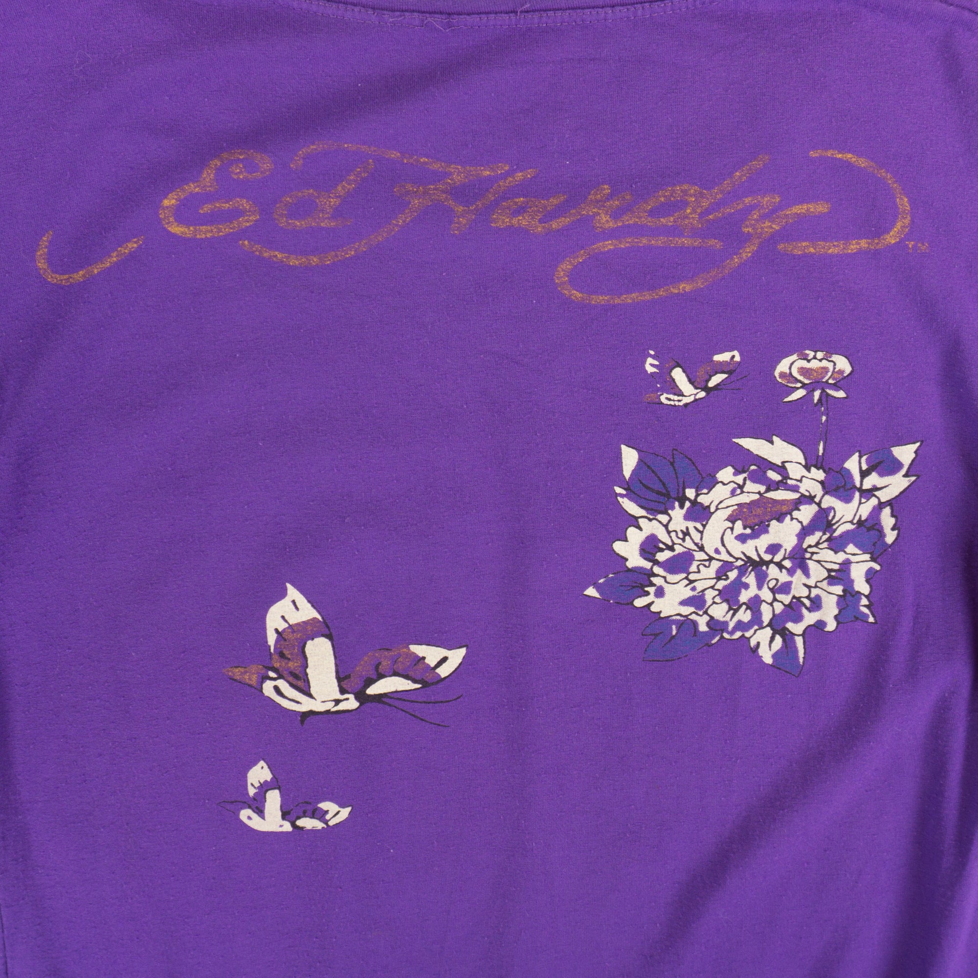 Ed Hardy Винтидж 2000те Лилава Тениска с Графика