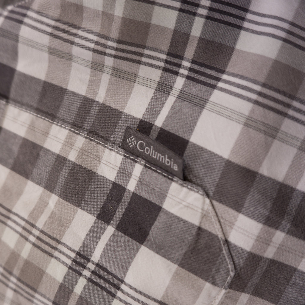 Columbia Винтидж Сива Карирана Риза с Къс Ръкав