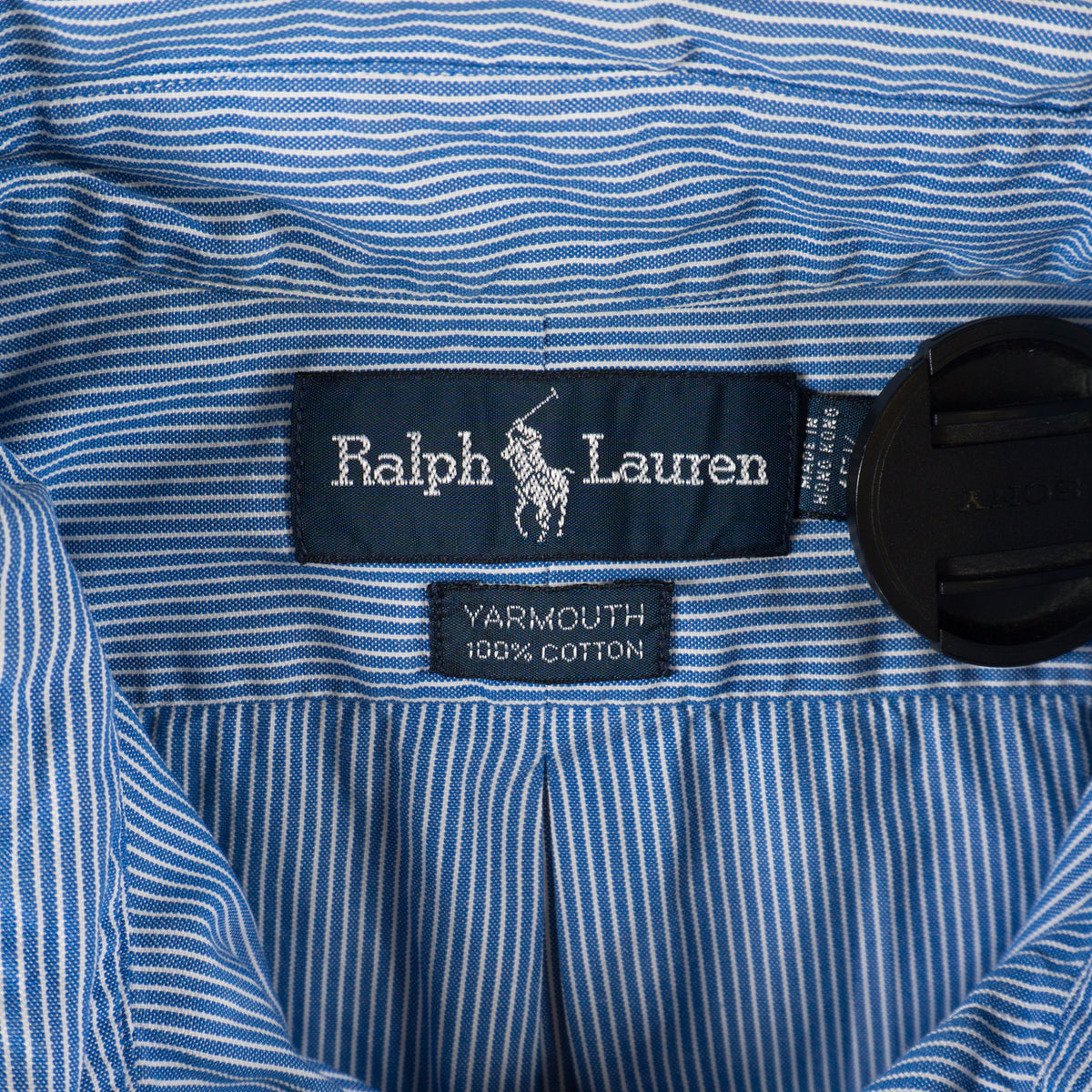 Ralph Lauren Yarmouth Винтидж 90-те Раирана Риза с Дълъг Ръкав