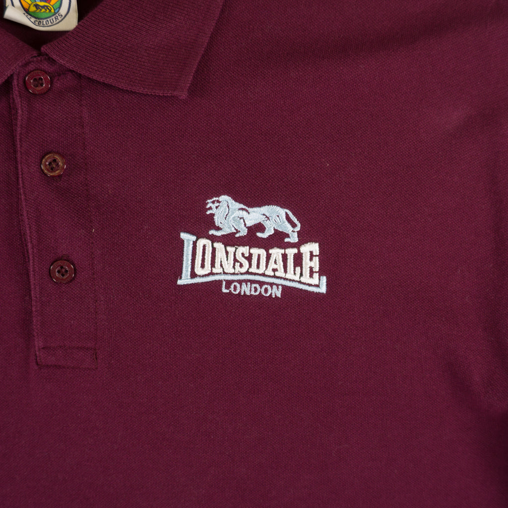 Lonsdale Бордо Тениска с Яка