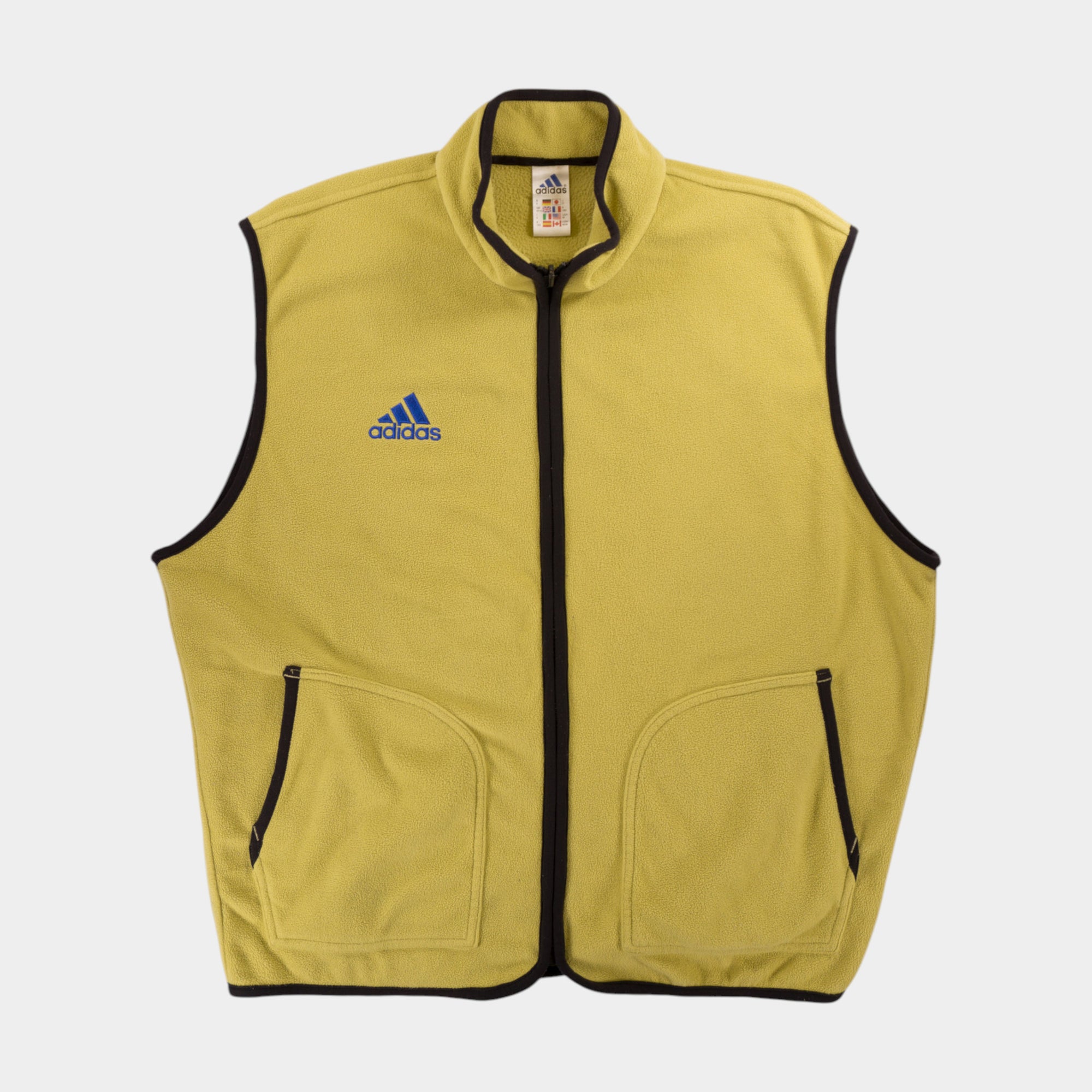 Adidas Винтидж Жълт Поларен Елек от 90те