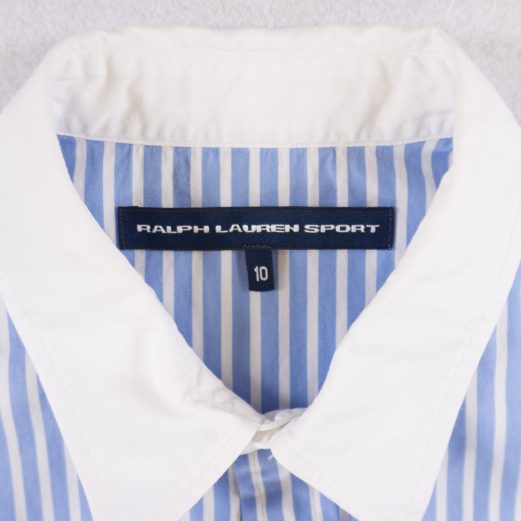 Ralph Lauren Винтидж Синя Раирана Риза Без Ръкави
