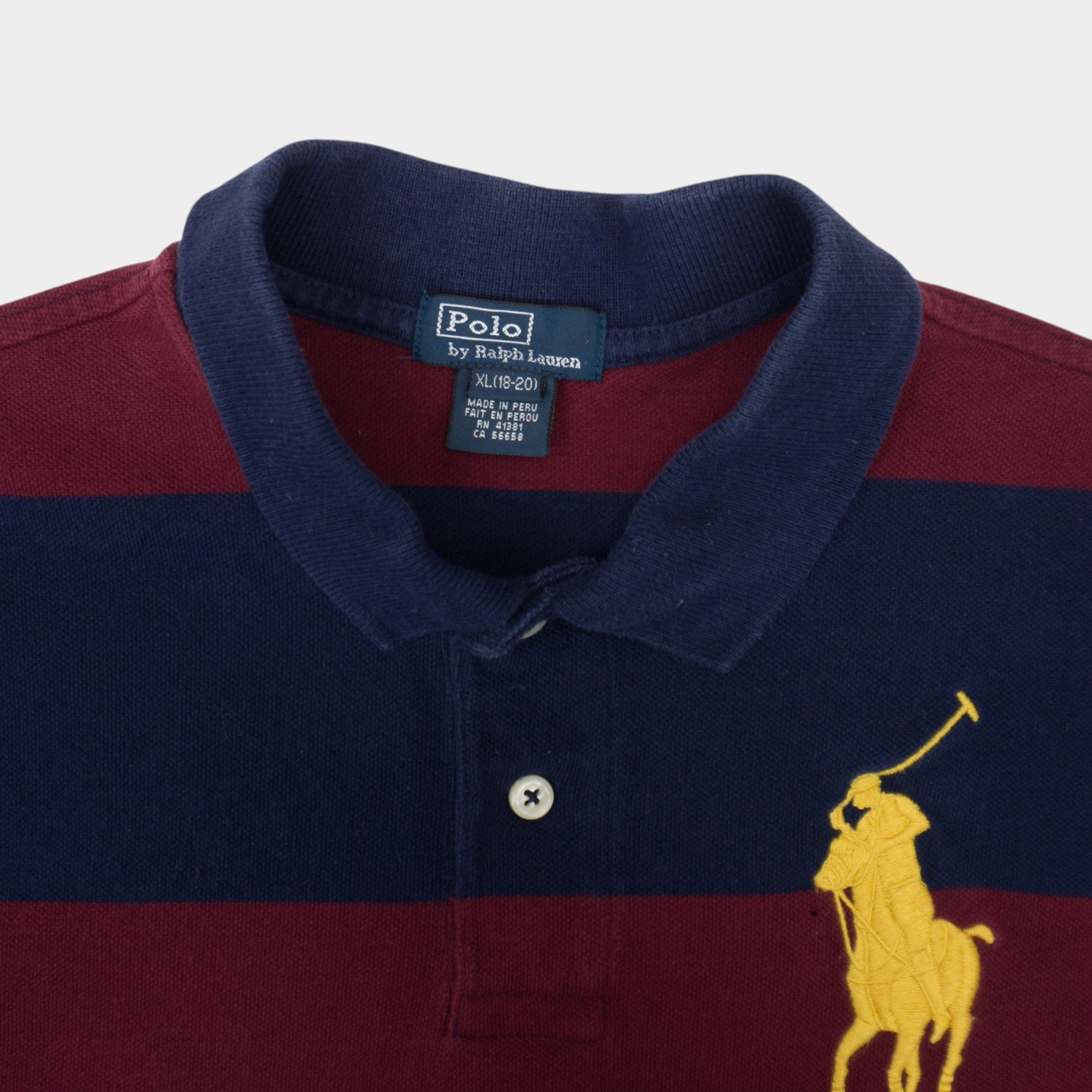 Polo Ralph Lauren Vintage Big Pony Раирана Тениска с Яка