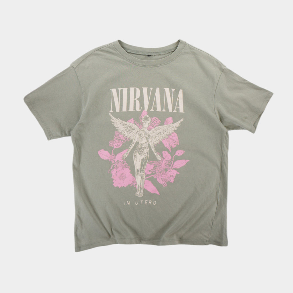 H&M X Nirvana Зелена Тениска с Графика