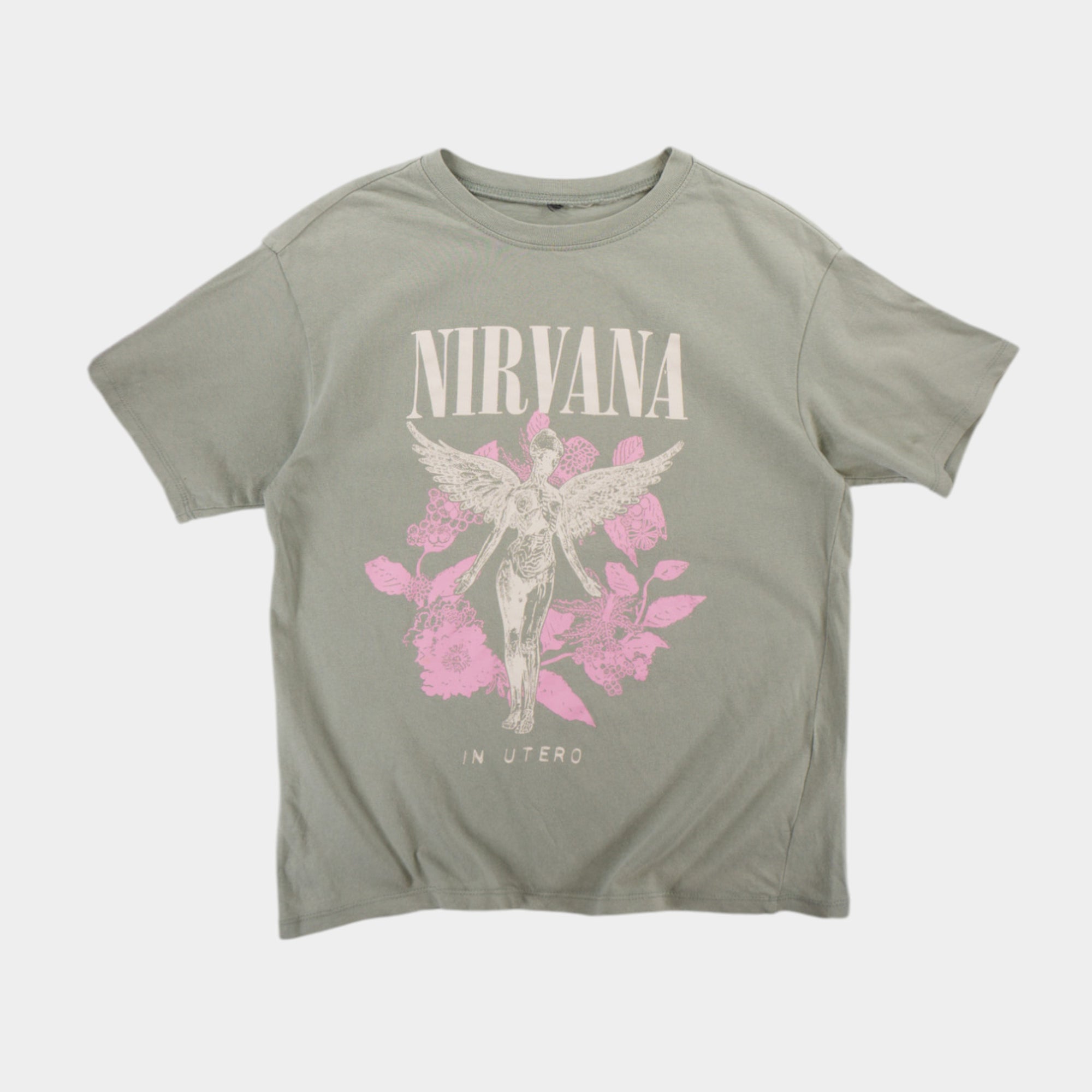 H&M X Nirvana Зелена Тениска с Графика