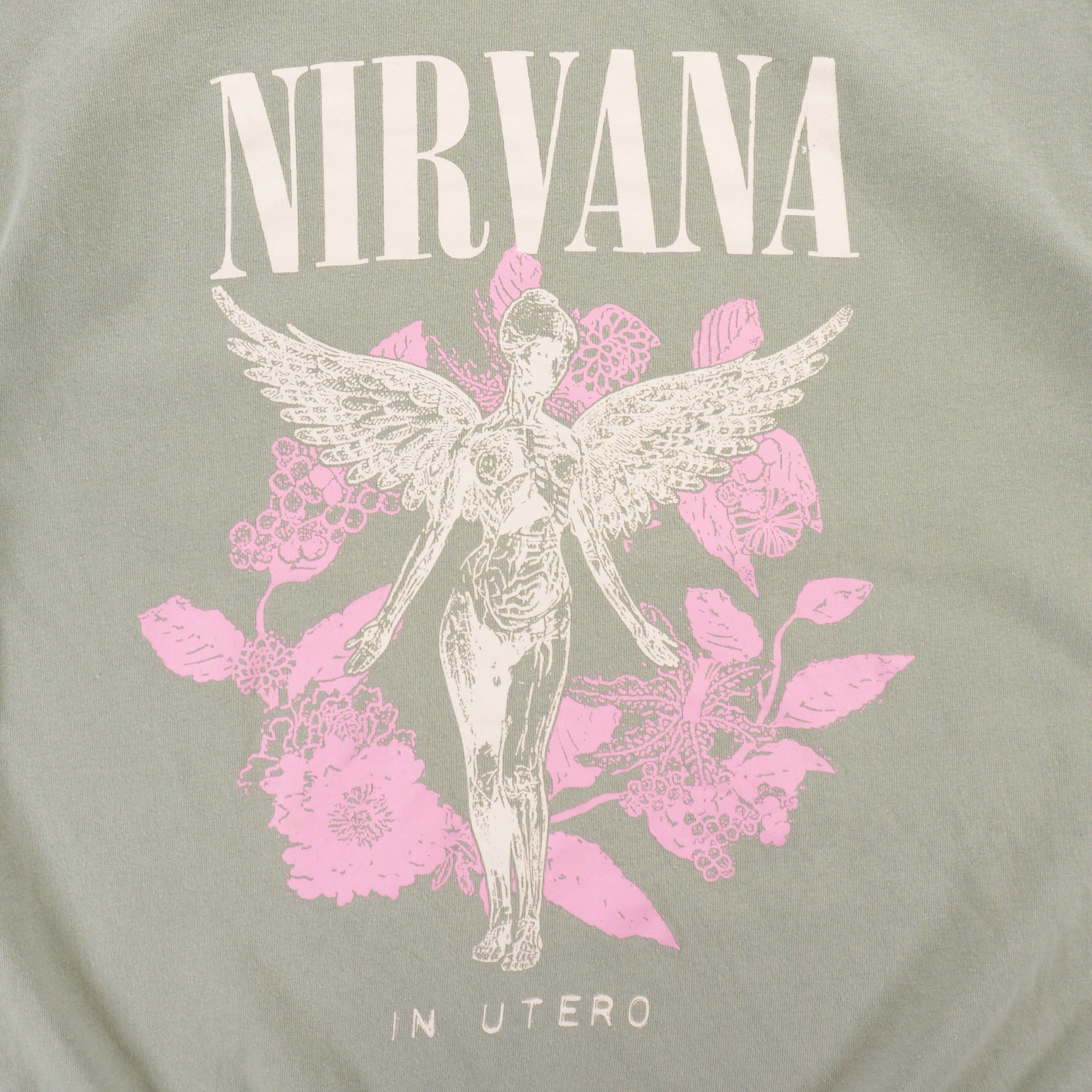 H&M X Nirvana Зелена Тениска с Графика