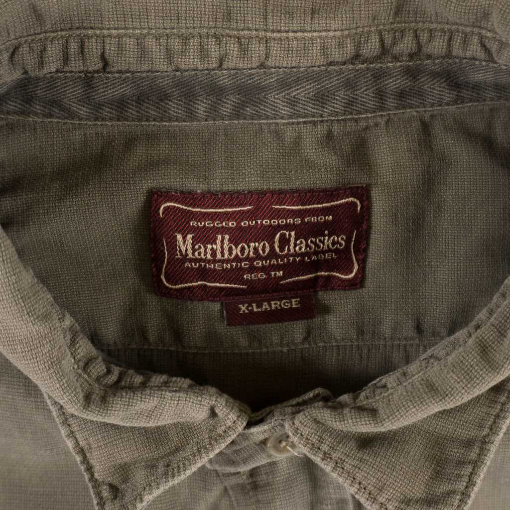 Marlboro Classics Винтидж Зелена Риза с Къс Ръкав