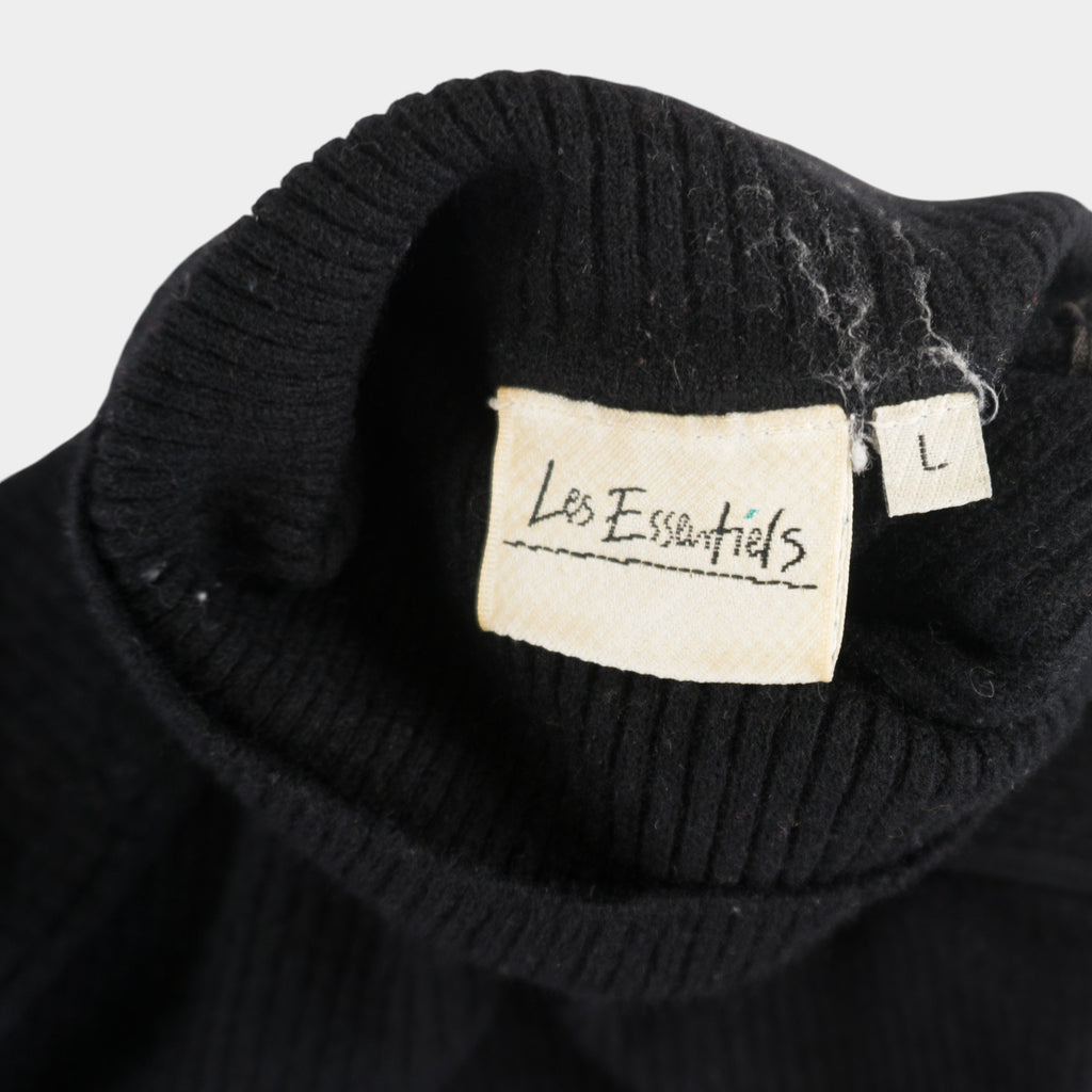 Les Essentiels Винтидж Черен Поло Пуловер