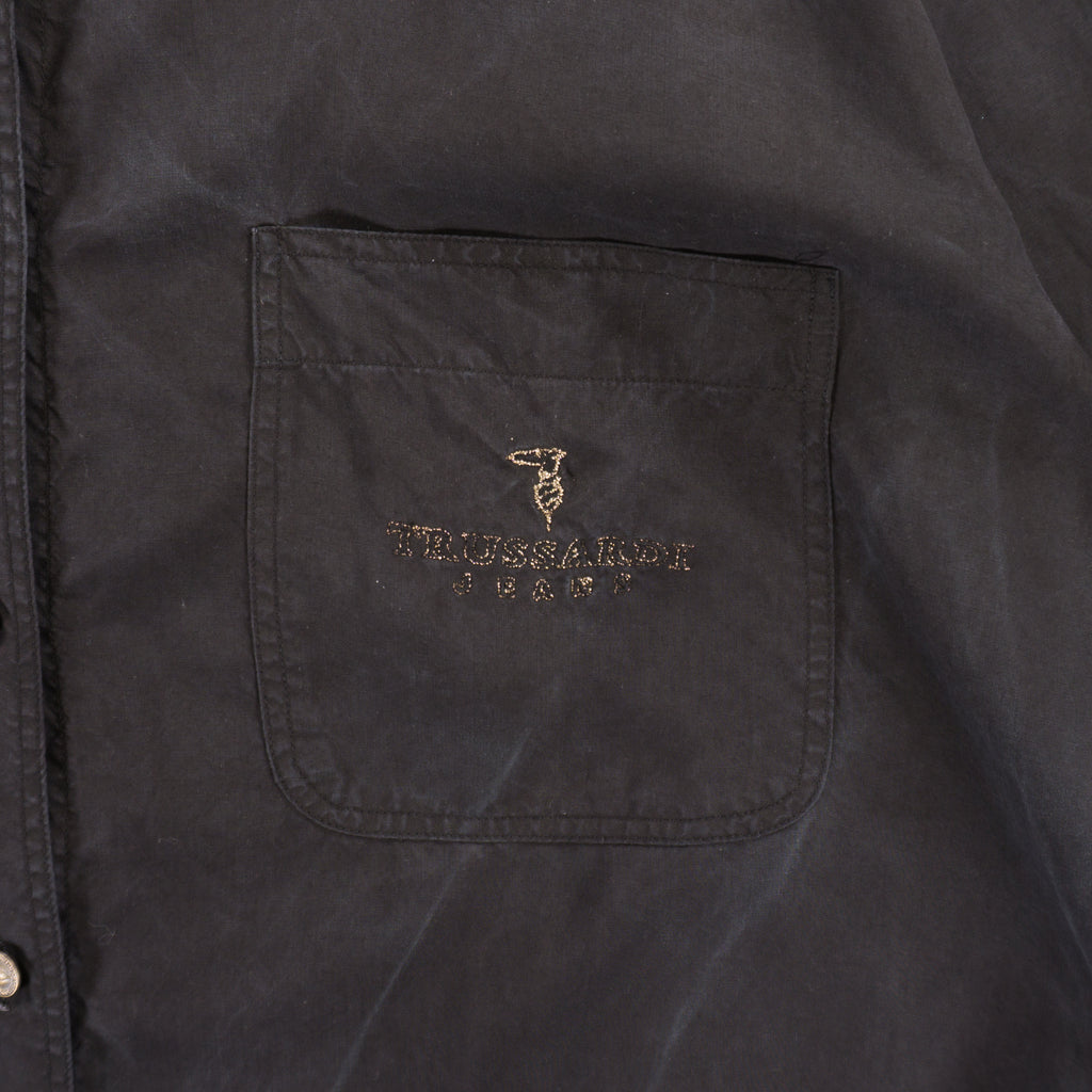 Trussardi Jeans Винтидж Черна Риза с Дълъг Ръкав