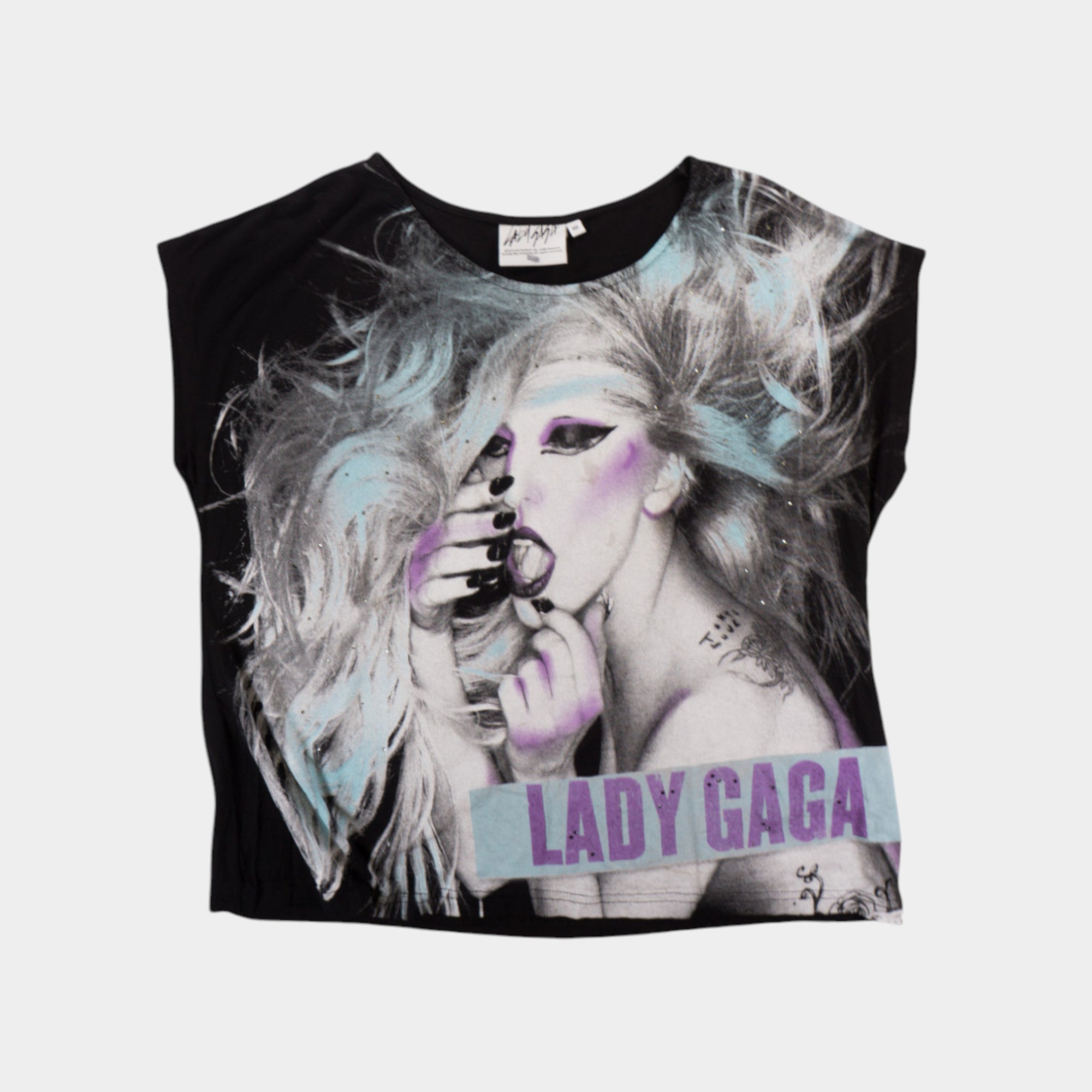 Lady Gaga Y2K Черна Тениска с Графика