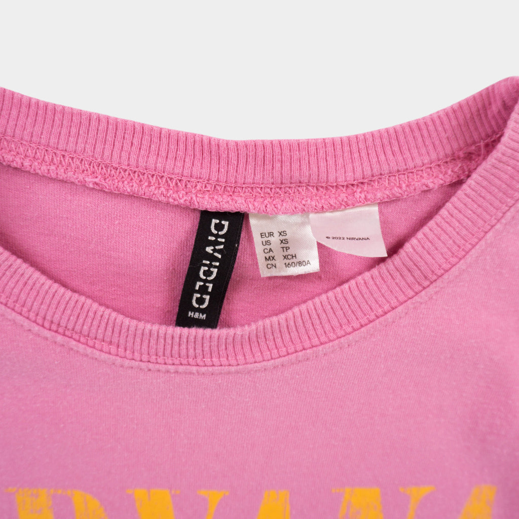 H&M X Nirvana Розова Тениска с Графика