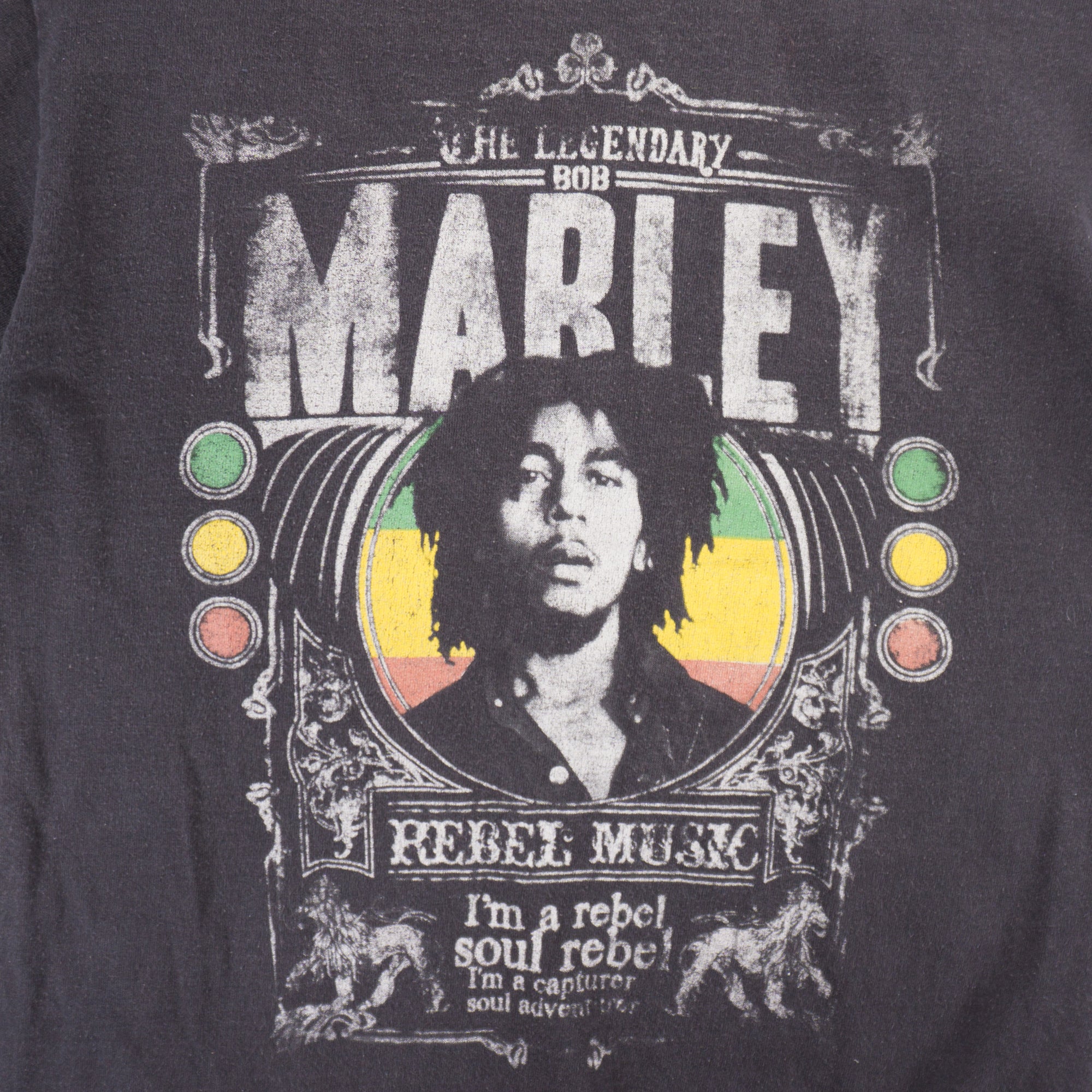 Fruit of the Loom x Bob Marley Винтидж Черна Тениска с Графика