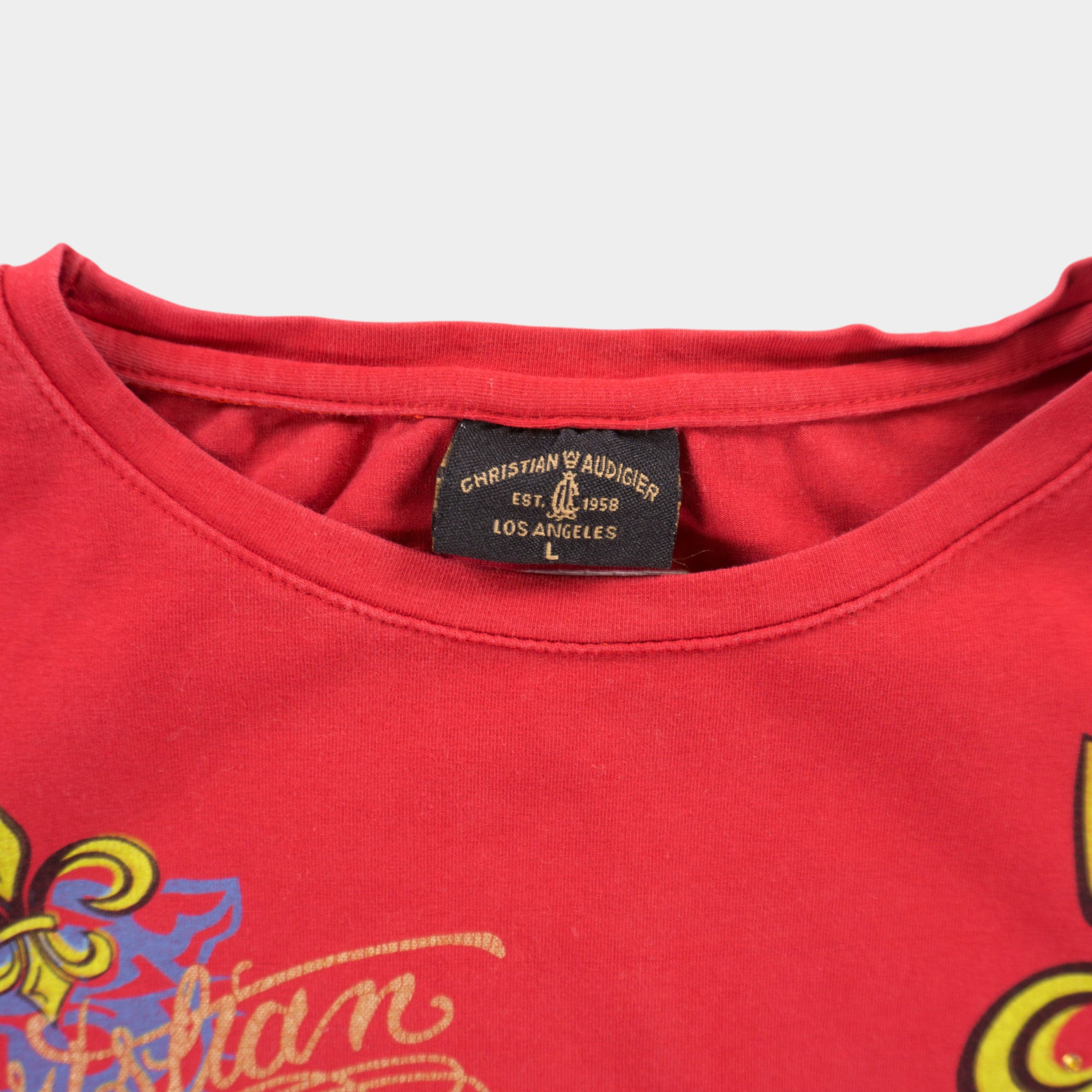 Christian Audigier Y2K Червена Тениска с Графика