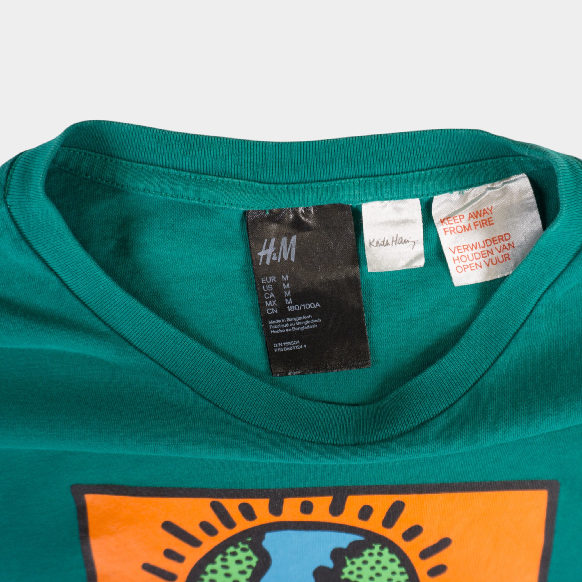 H&M X Keith Haring Зелена Тениска с Графика
