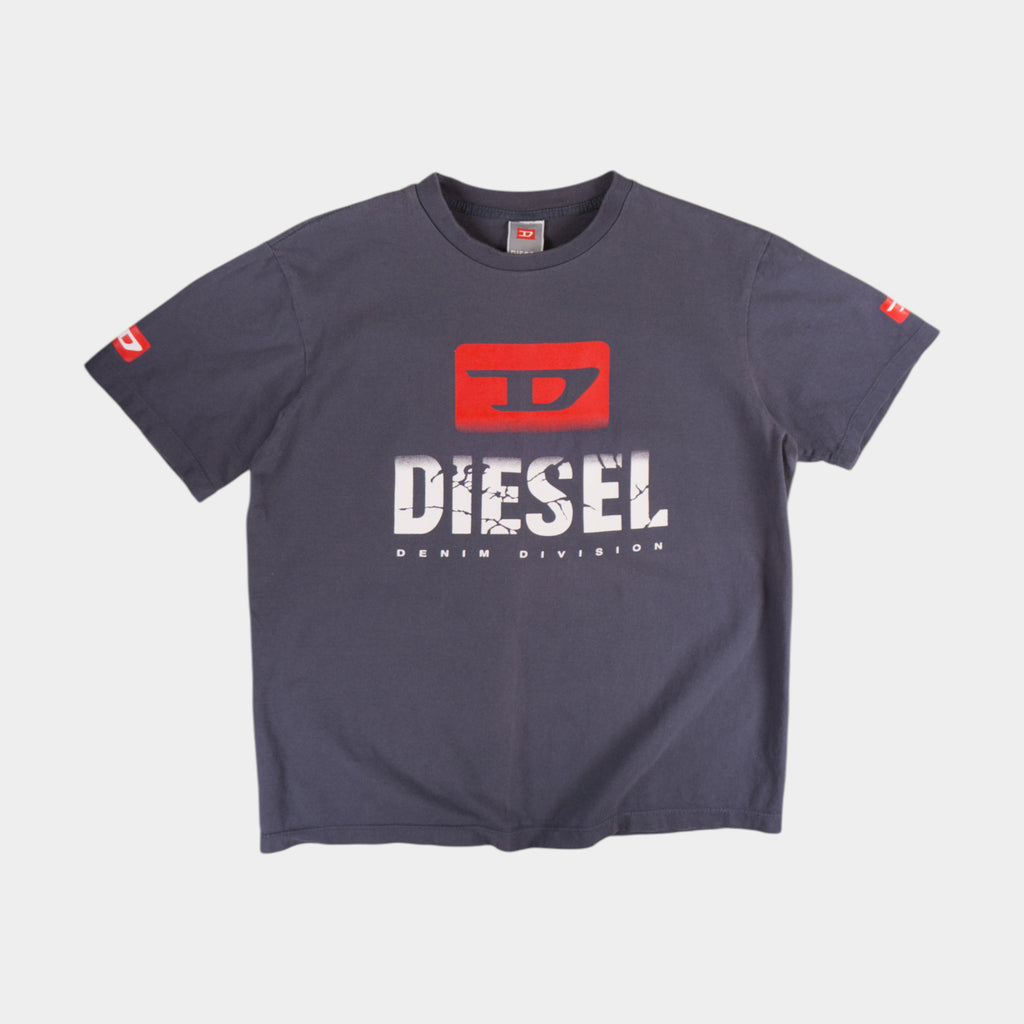 Diesel Винтидж 90-те Сива Тениска с Графика