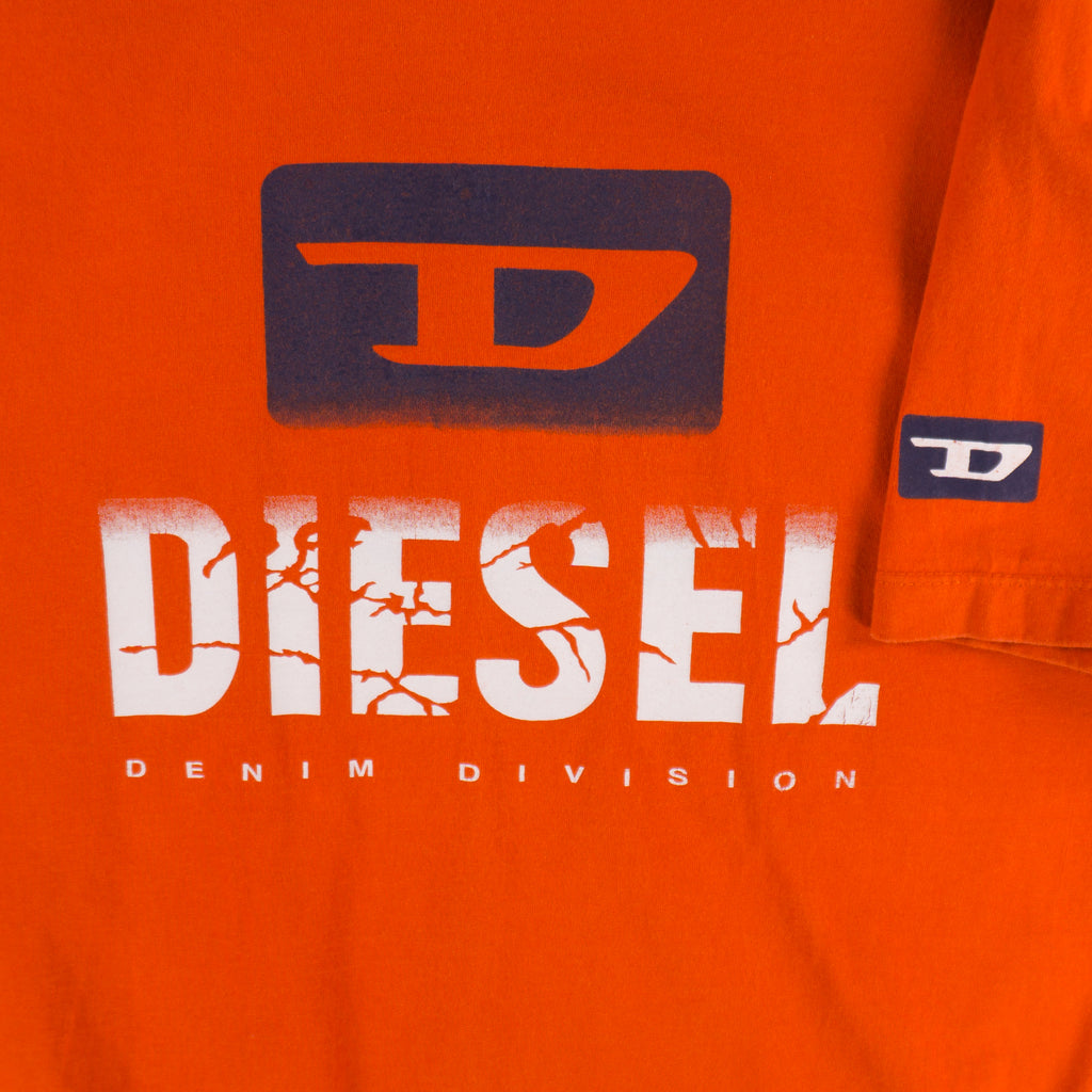 Diesel Винтидж 90-те Оранжева Тениска с Графика