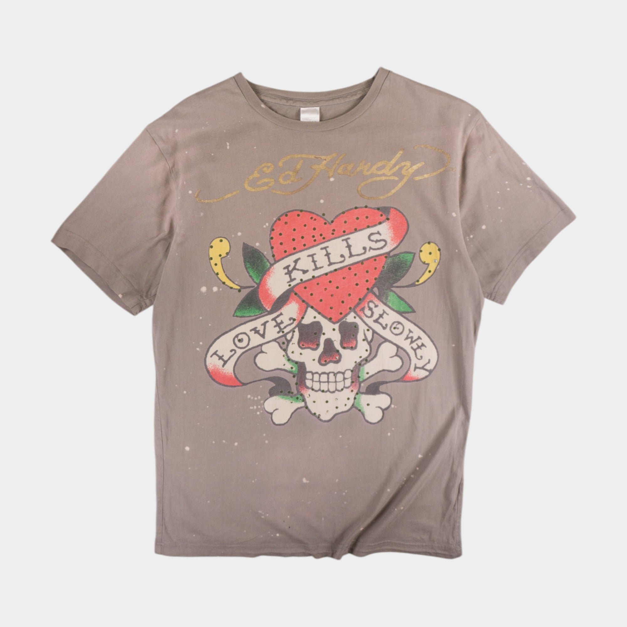 Ed Hardy Винтидж 2000-те Сива Тениска с Графика