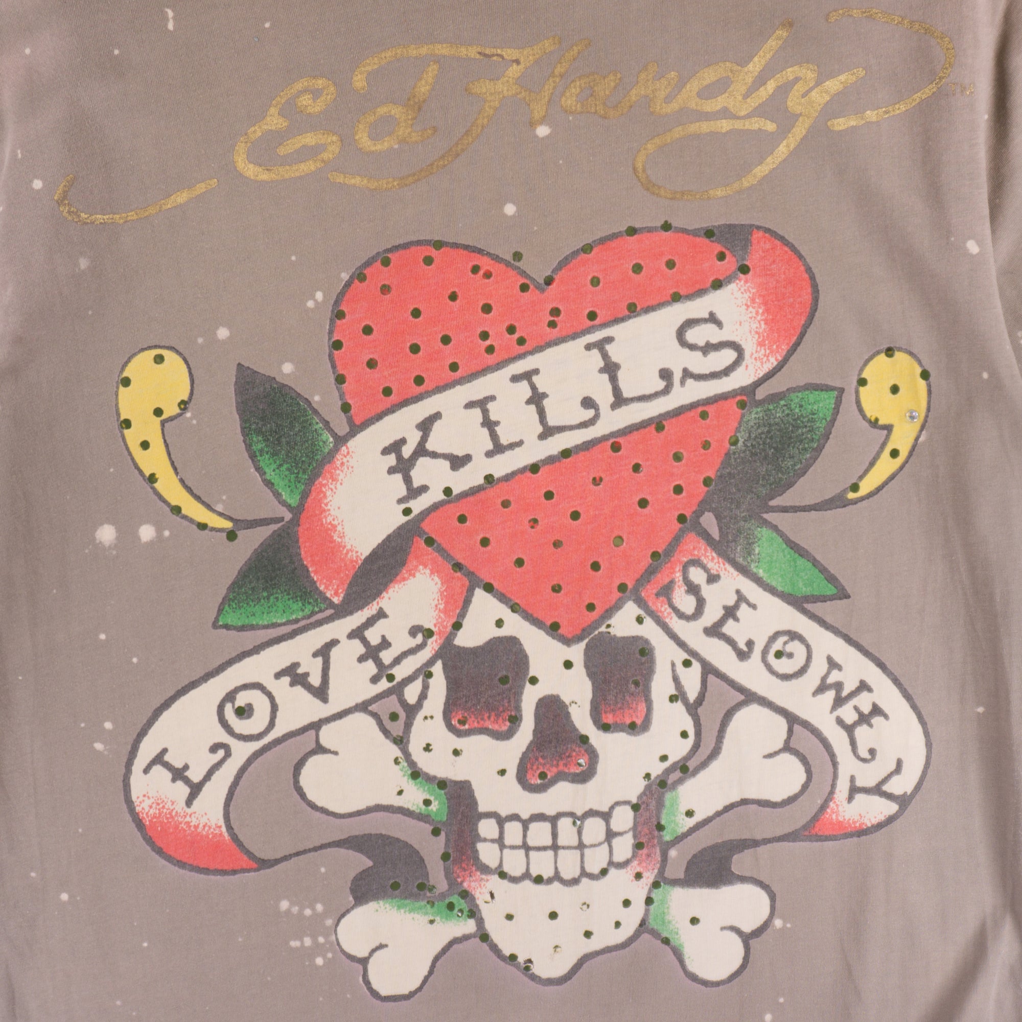 Ed Hardy Винтидж 2000-те Сива Тениска с Графика