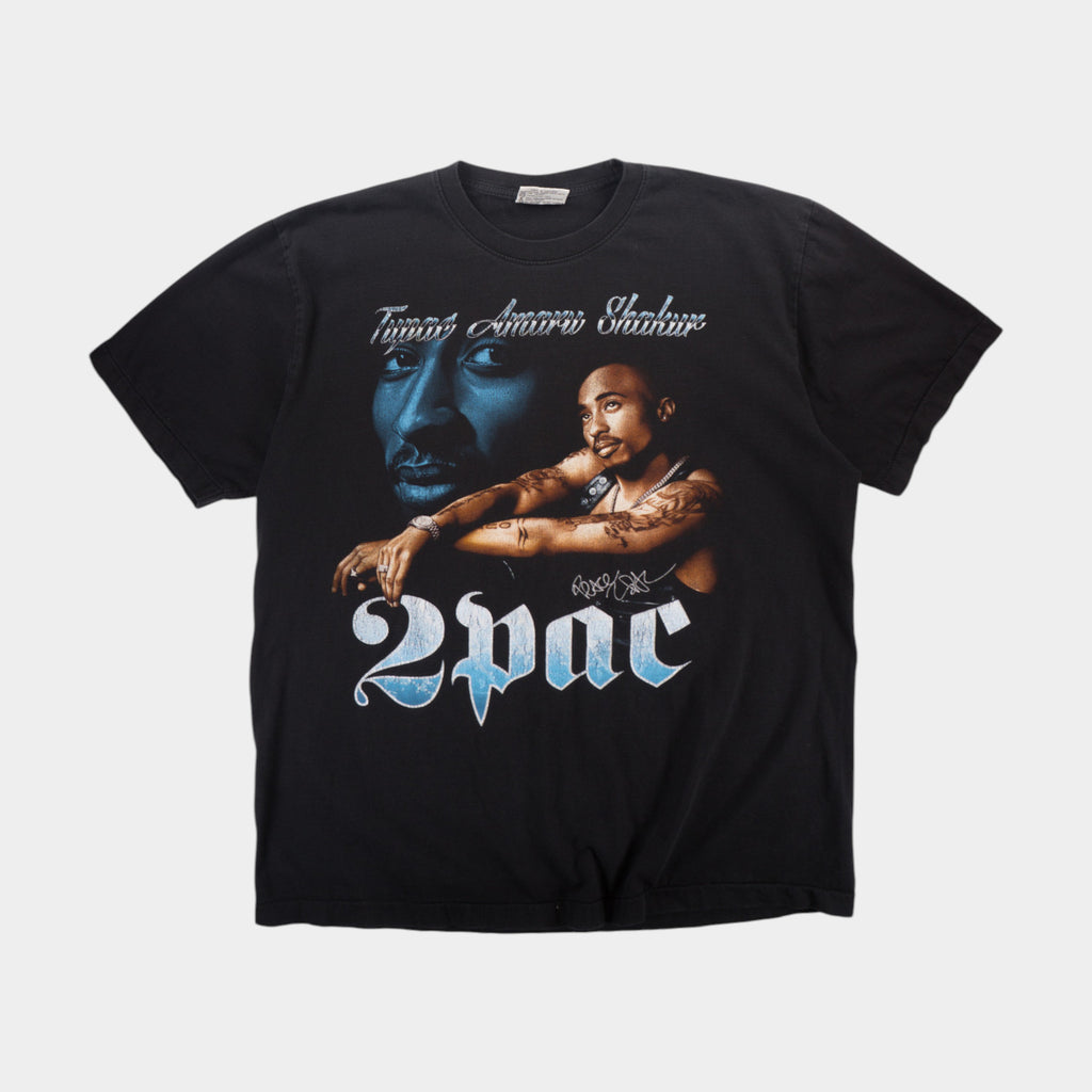 The Roxx 2Pac Винтидж Единичен Шев Черна Тениска с Графика
