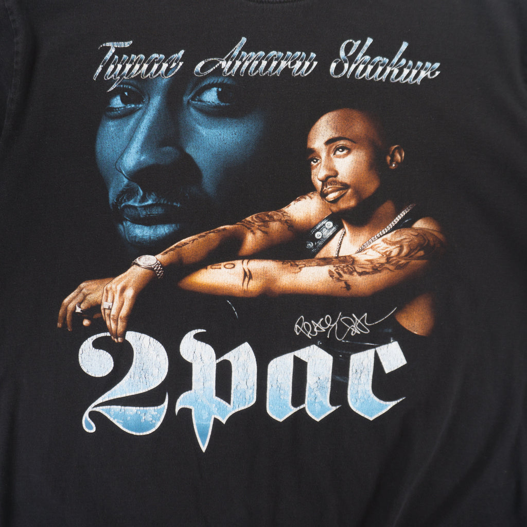 The Roxx 2Pac Винтидж Единичен Шев Черна Тениска с Графика
