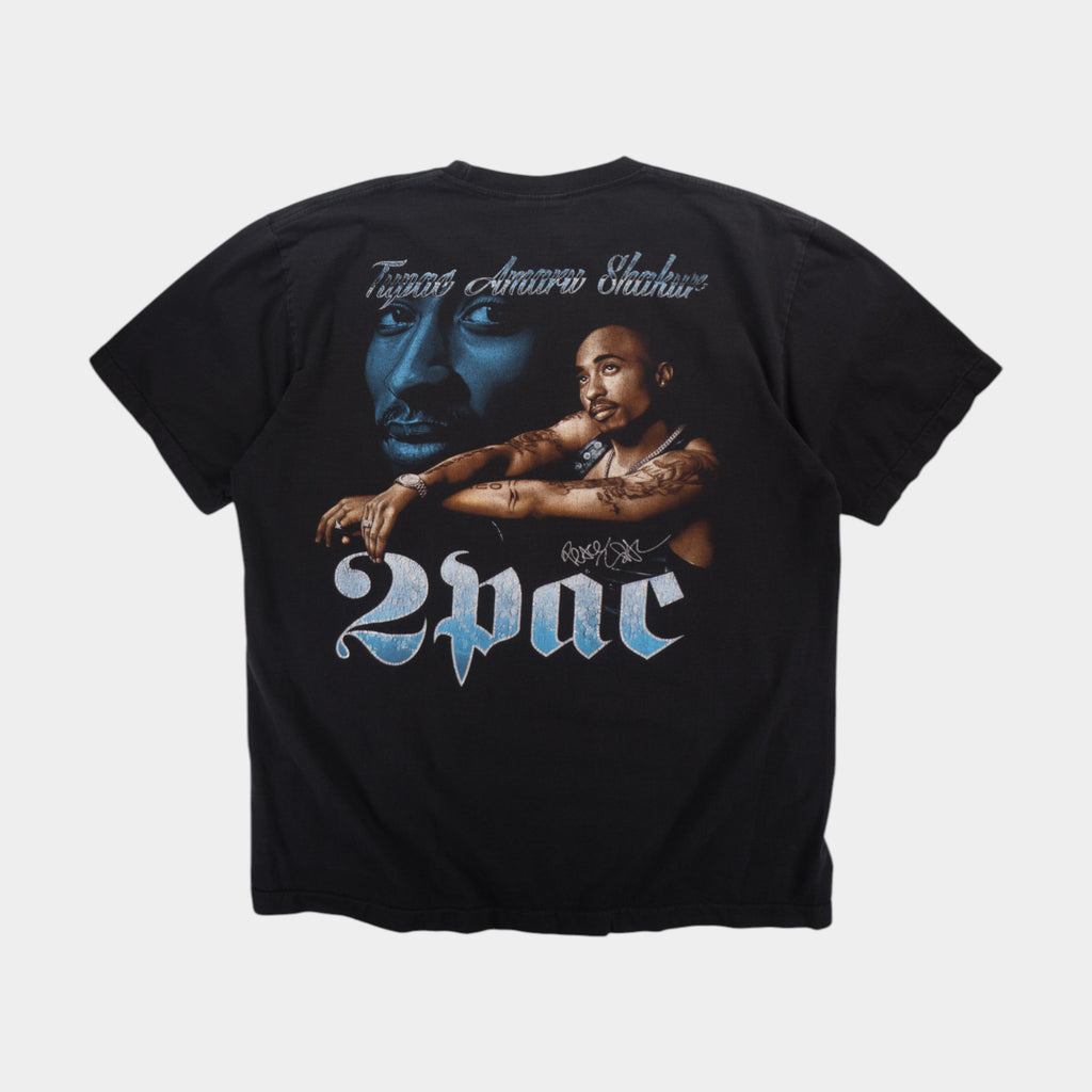 The Roxx 2Pac Винтидж Единичен Шев Черна Тениска с Графика