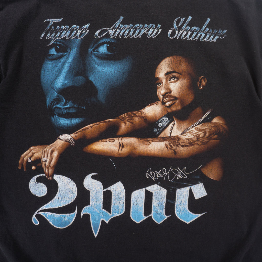 The Roxx 2Pac Винтидж Единичен Шев Черна Тениска с Графика