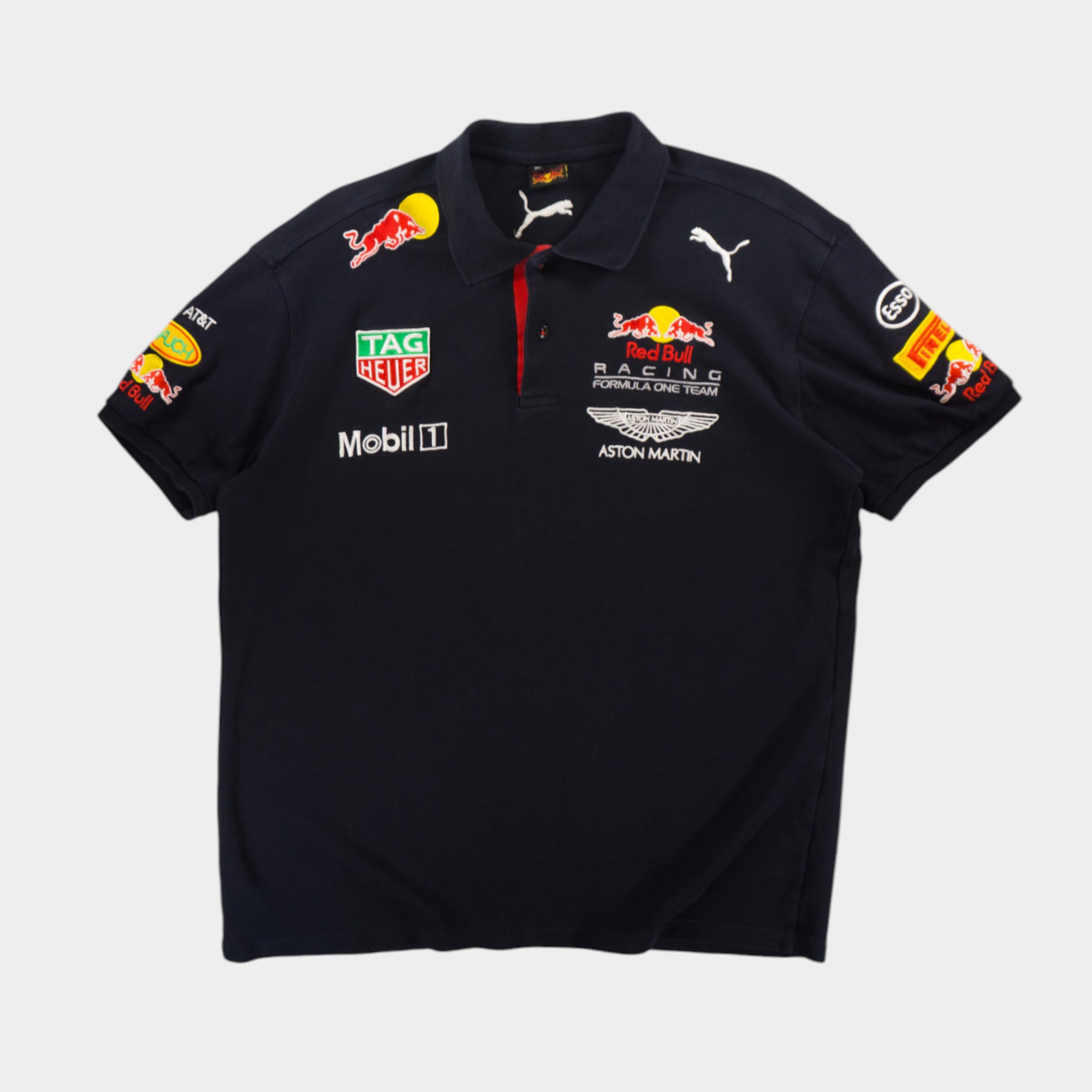 Puma X Red Bull Винтидж Черна Тениска с Яка