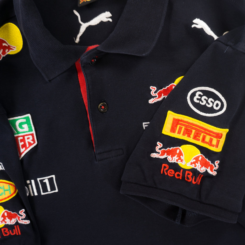 Puma X Red Bull Винтидж Черна Тениска с Яка
