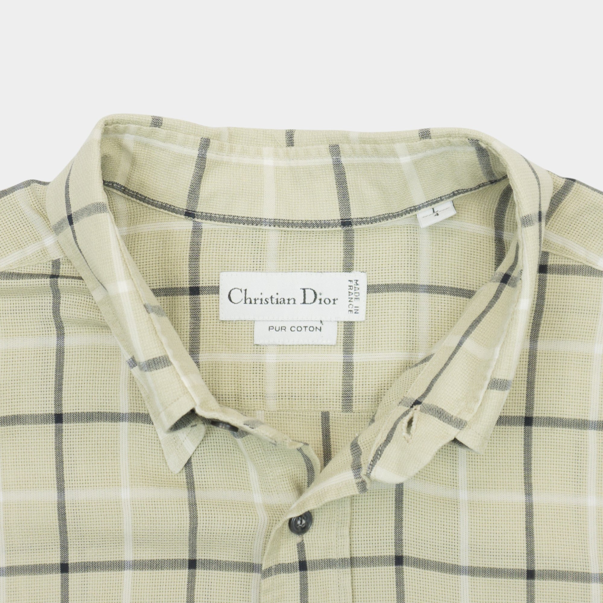 Christian Dior Vintage Карирана Риза с Къс Ръкав