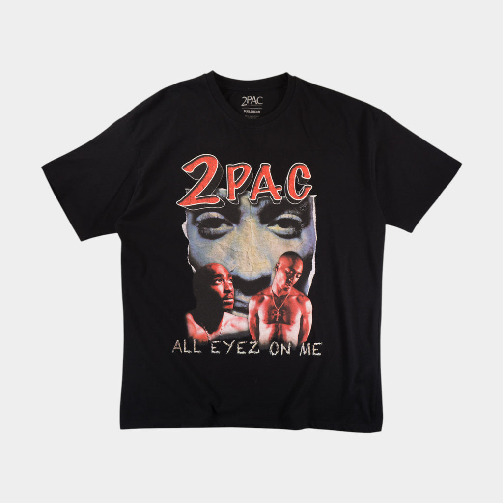 2Pac X Pull & Bear Черна Тениска с Графика